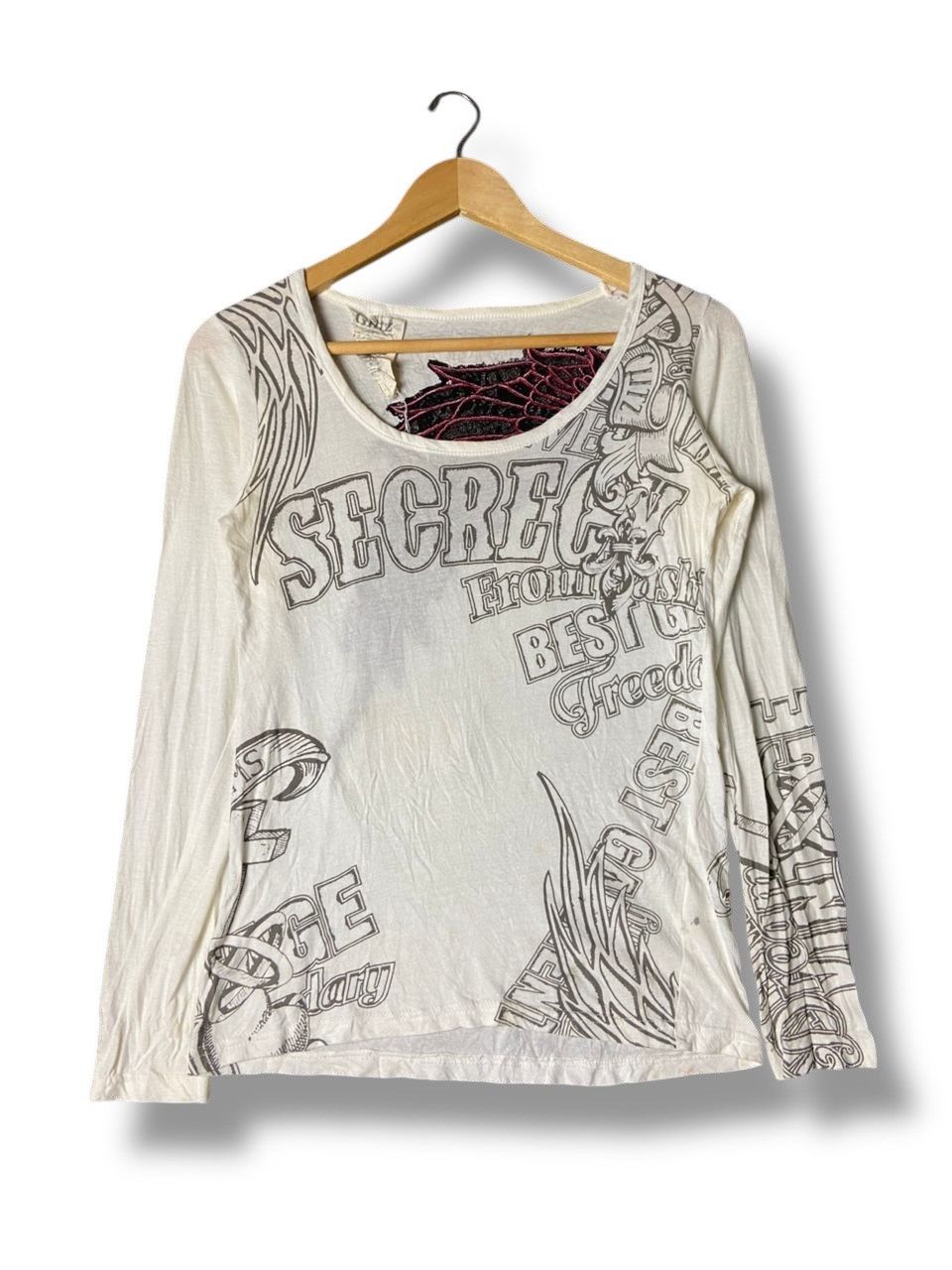 Japanese Brand GHTZ Punk Poem Graphic Long Sleeve Tshirt (167) Size US XXS / EU 40 - 1 Thumbnail