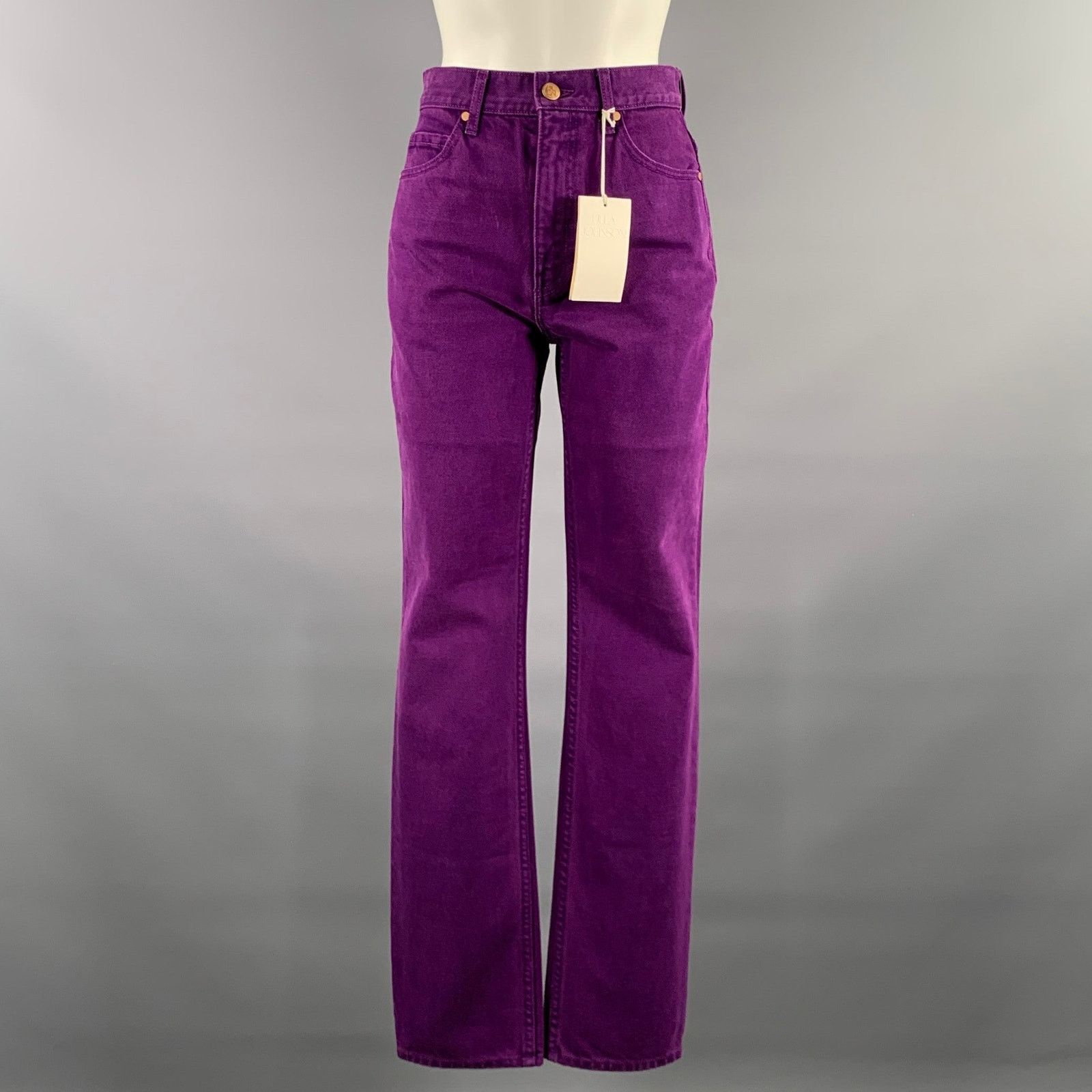 Ulla Johnson ULLA JOHNSON Size 25 Purple Cotton Straight Jeans Size 25" / US 0 / IT 36 - 1 Thumbnail