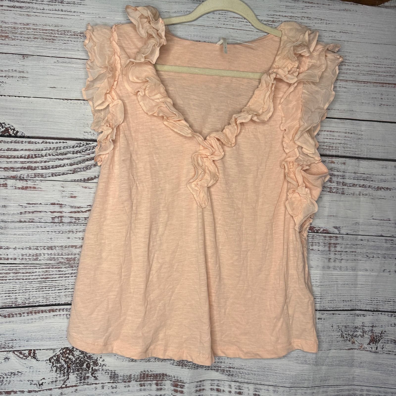 Anthropologie Anthropologie Peach Ruffle Trim Blouse Top Romantic Boho Lg Size L / US 10 / IT 46 - 2 Thumbnail