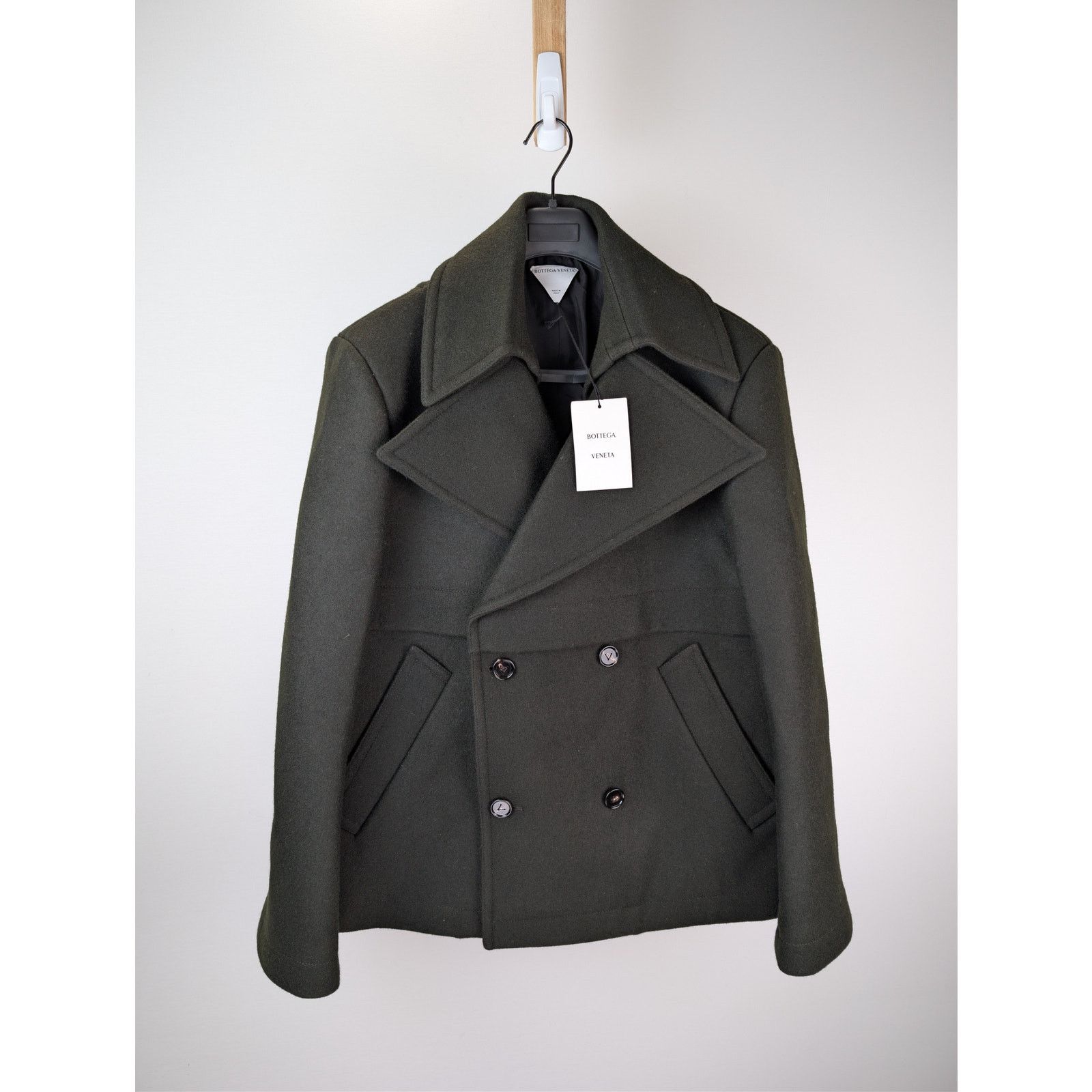 Bottega Veneta o1rshd1 Short Wool Felt Coat in Military Dark Green / Kale Size US M / EU 48-50 / 2 - 2 Thumbnail