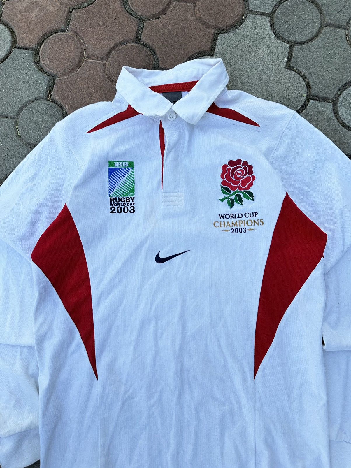 Nike × Vintage Vintage Nike Center Swoosh Rugby Tee Shirt Y2K Size US S / EU 44-46 / 1 - 2 Thumbnail