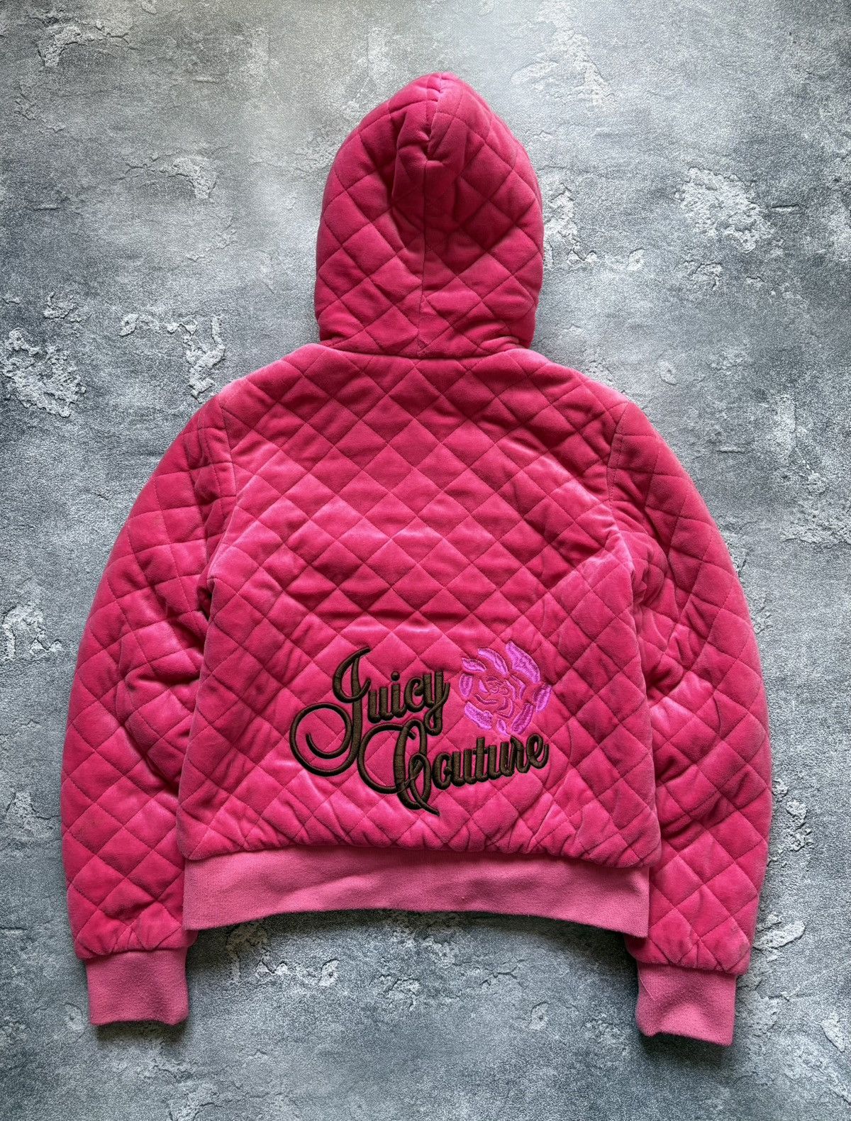Juicy Couture Vintage Juicy Couture Y2K Big Logo Velour Quilted Jacket Size L / US 10 / IT 46 - 2 Thumbnail