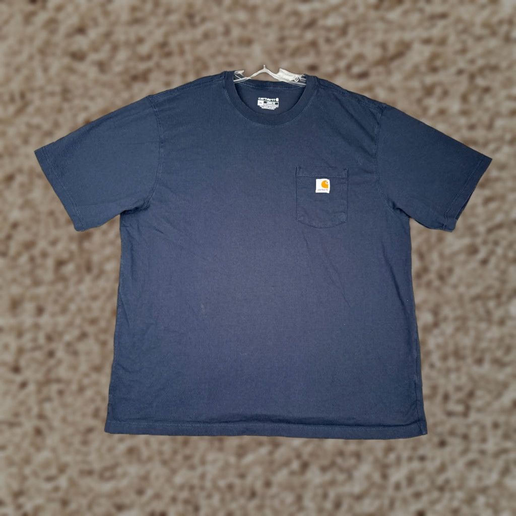 Carhartt Carhartt Shirt Mens 2XL Blue Crew Neck Pocket 100% Cotton Workwear T‑Shirt Adult 2XL Mens White Spots Size US XXL / EU 58 / 5 - 1 Thumbnail