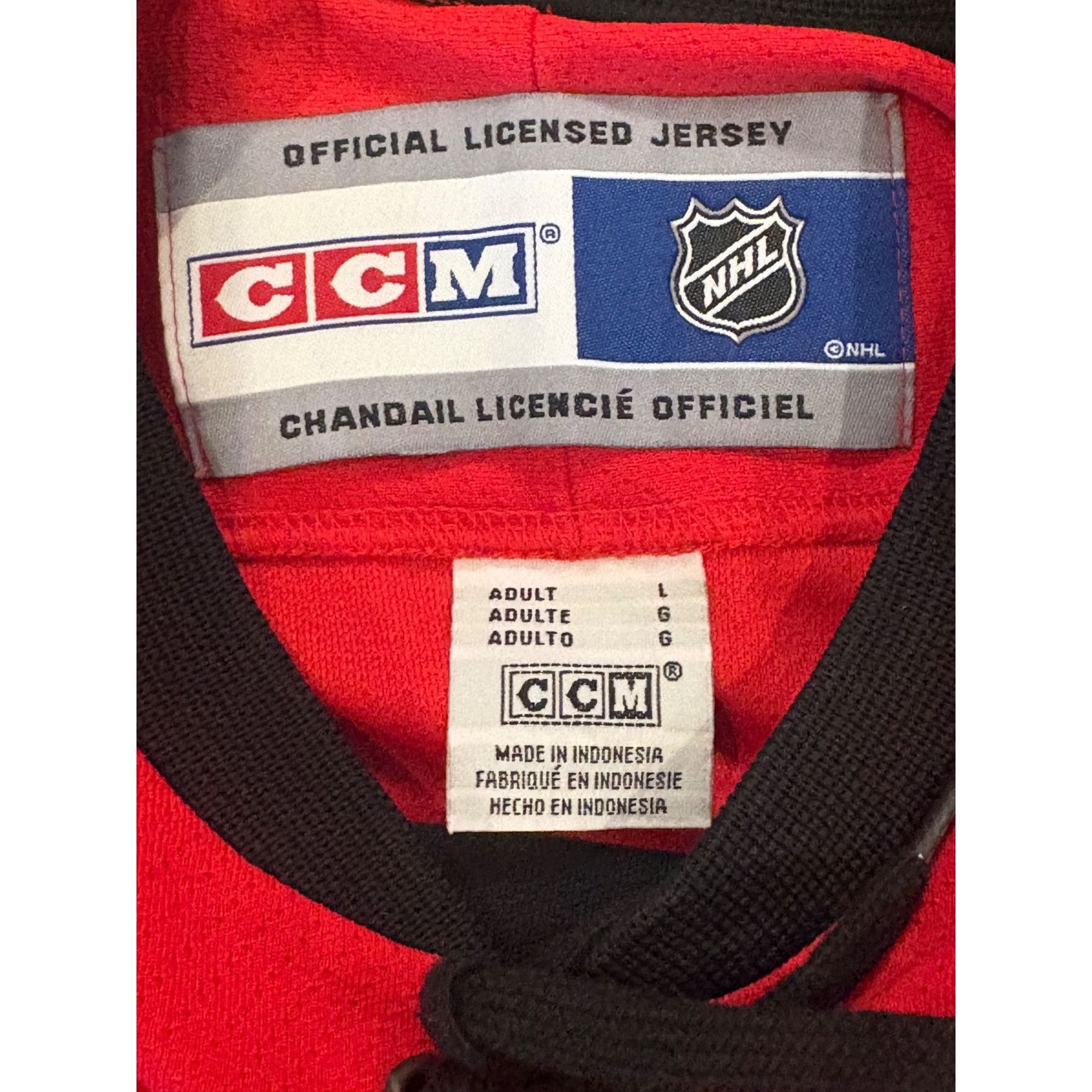 Ccm CCM 2003-2006 Calgary Flames Stitched NHL Hockey Jersey Blas Size US L / EU 52-54 / 3 - 6 Thumbnail