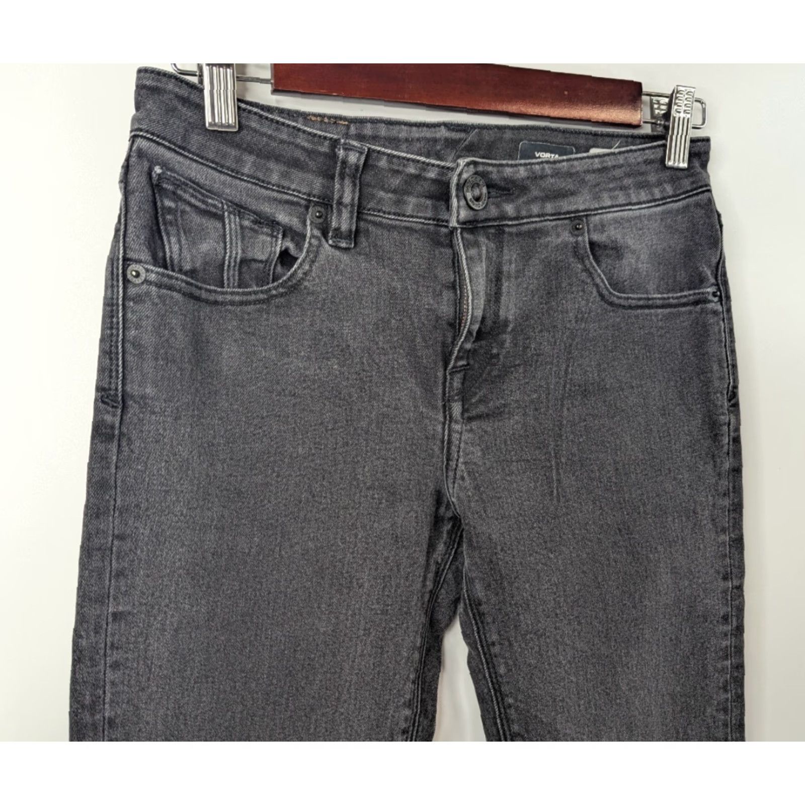 Volcom Volcom Vorta Slim Straight Jeans Womens Size 27 Stretch Black Denim Skater Size 27" / US 4 / IT 40 - 2 Thumbnail