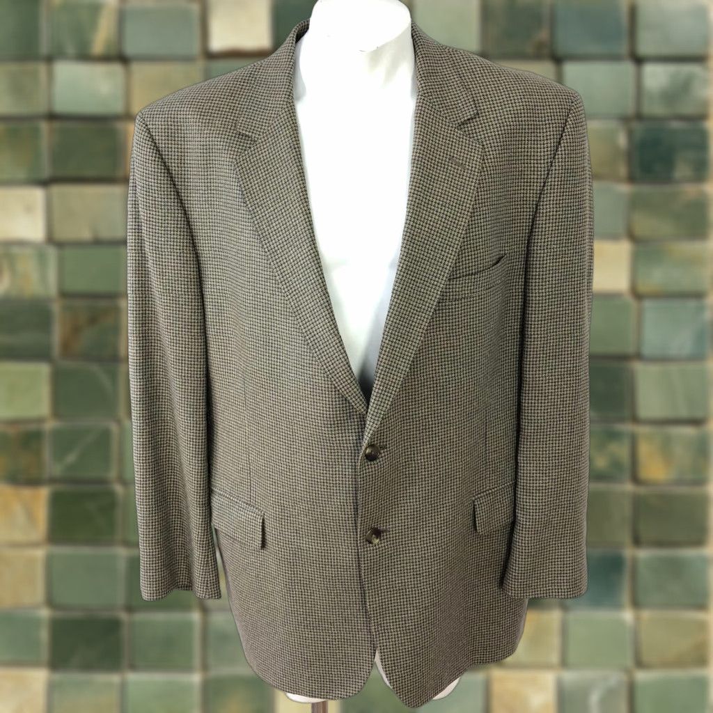 Jos. A. Bank Jos. A. Bank Sport Coat Jacket 46R Silk Wool Blend Notch Lapel Houndstooth Brown Blue Regular Mens Jacket Size US S / EU 44-46 / 1 - 1 Thumbnail