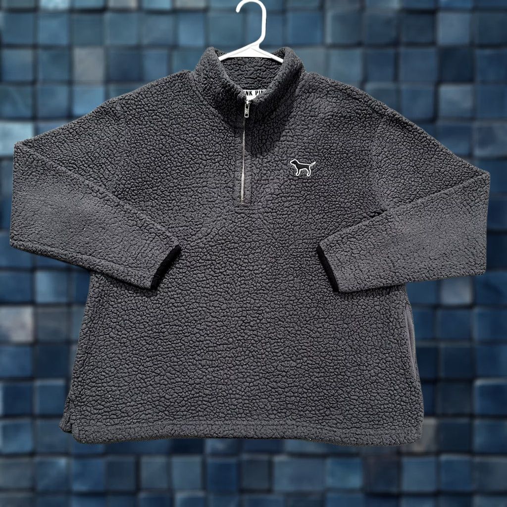 Pinko PINK Victoria's Secret Pullover Gray Fleece Quarter Zip Womens Medium Size M / US 6-8 / IT 42-44 - 1 Thumbnail