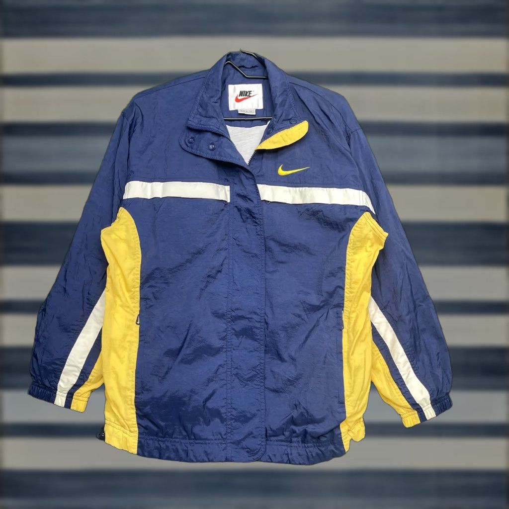 Nike Vintage Nike Jacket Mens Small Blue Yellow Windbreaker Swoosh Spell Out 90s Size US S / EU 44-46 / 1 - 1 Thumbnail