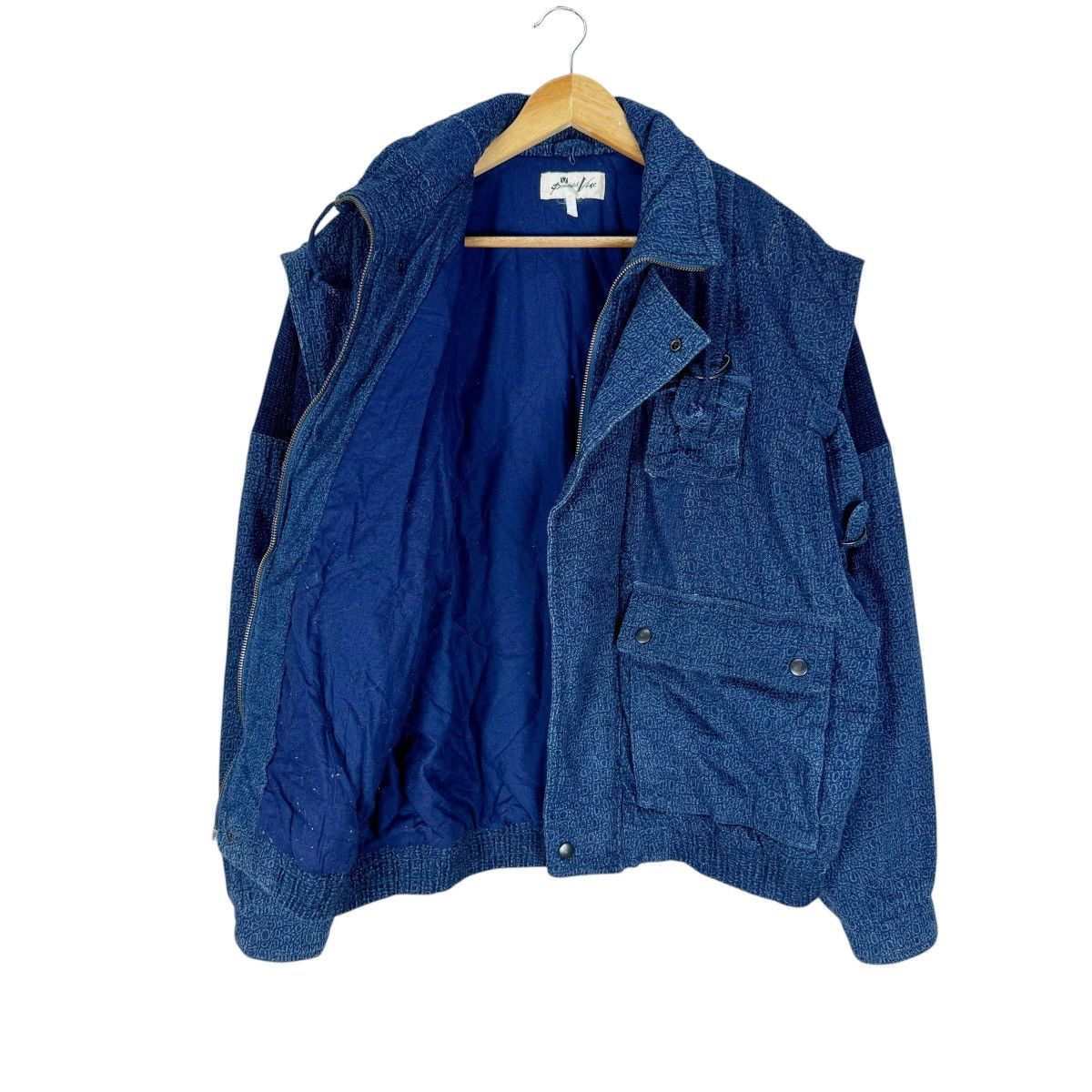 Issey Miyake 🌟VINTAGE 80s VISE DENIM BONDAGE BOMBER JACKET Size US M / EU 48-50 / 2 - 11 Thumbnail