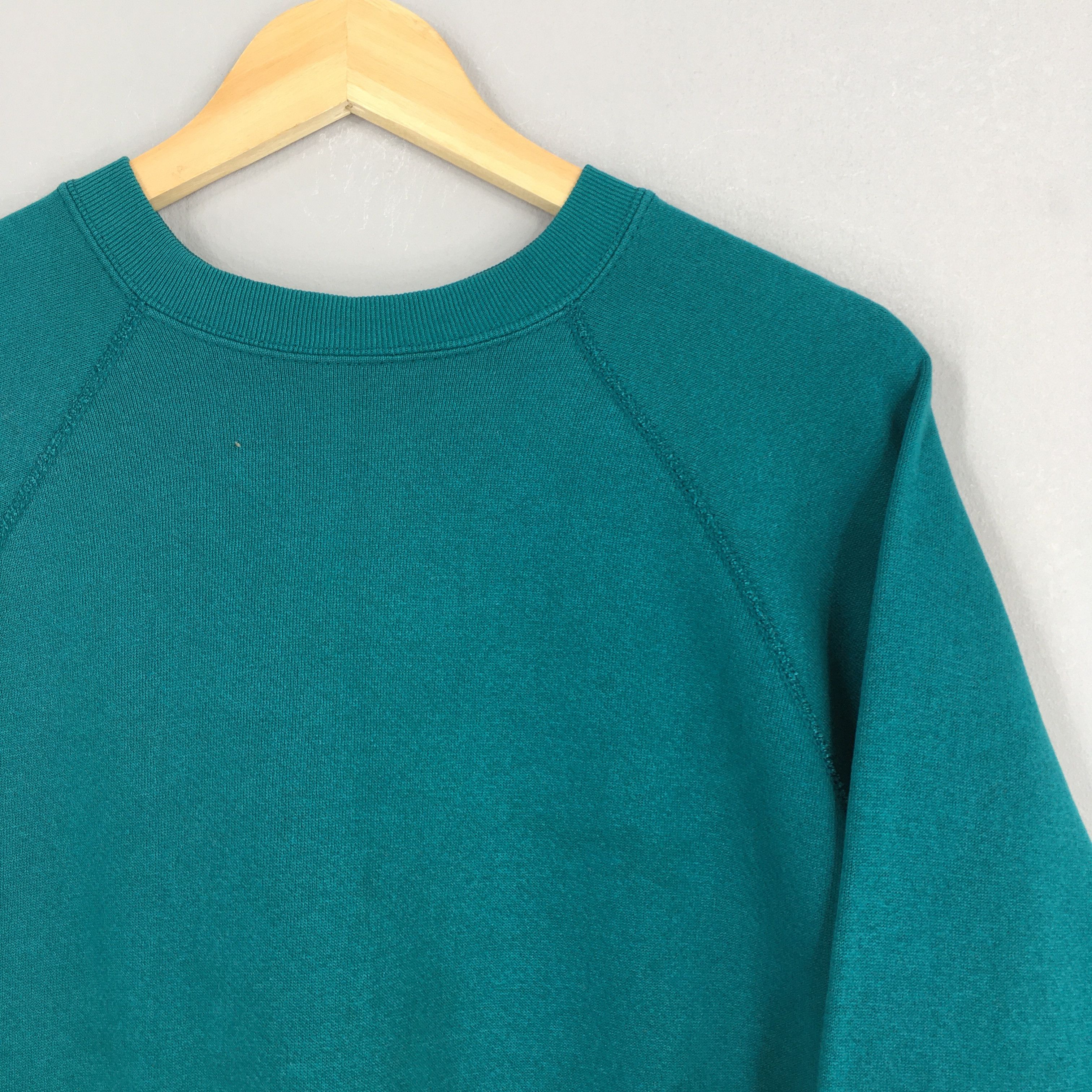 Tultex Vintage 90s Tultex Plain Green Turquoise Sweatshirt Large Size US L / EU 52-54 / 3 - 2 Thumbnail