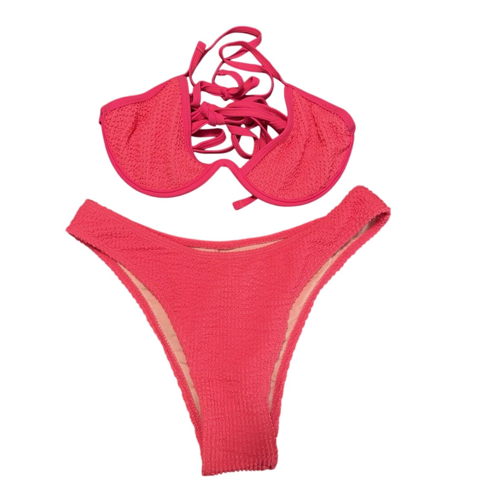 Shein SHEIN Waffle Knit Hot Pink Bikini Size Medium Size M / US 6-8 / IT 42-44 - 1 Thumbnail