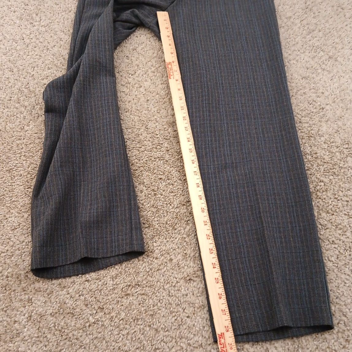 Vintage Dressbarn Dress Pants Womens 10P Gray Blue Plaid Mid Rise Petite Straight Inseam 28.5 in Size 32" / US 10 / IT 46 - 6 Thumbnail