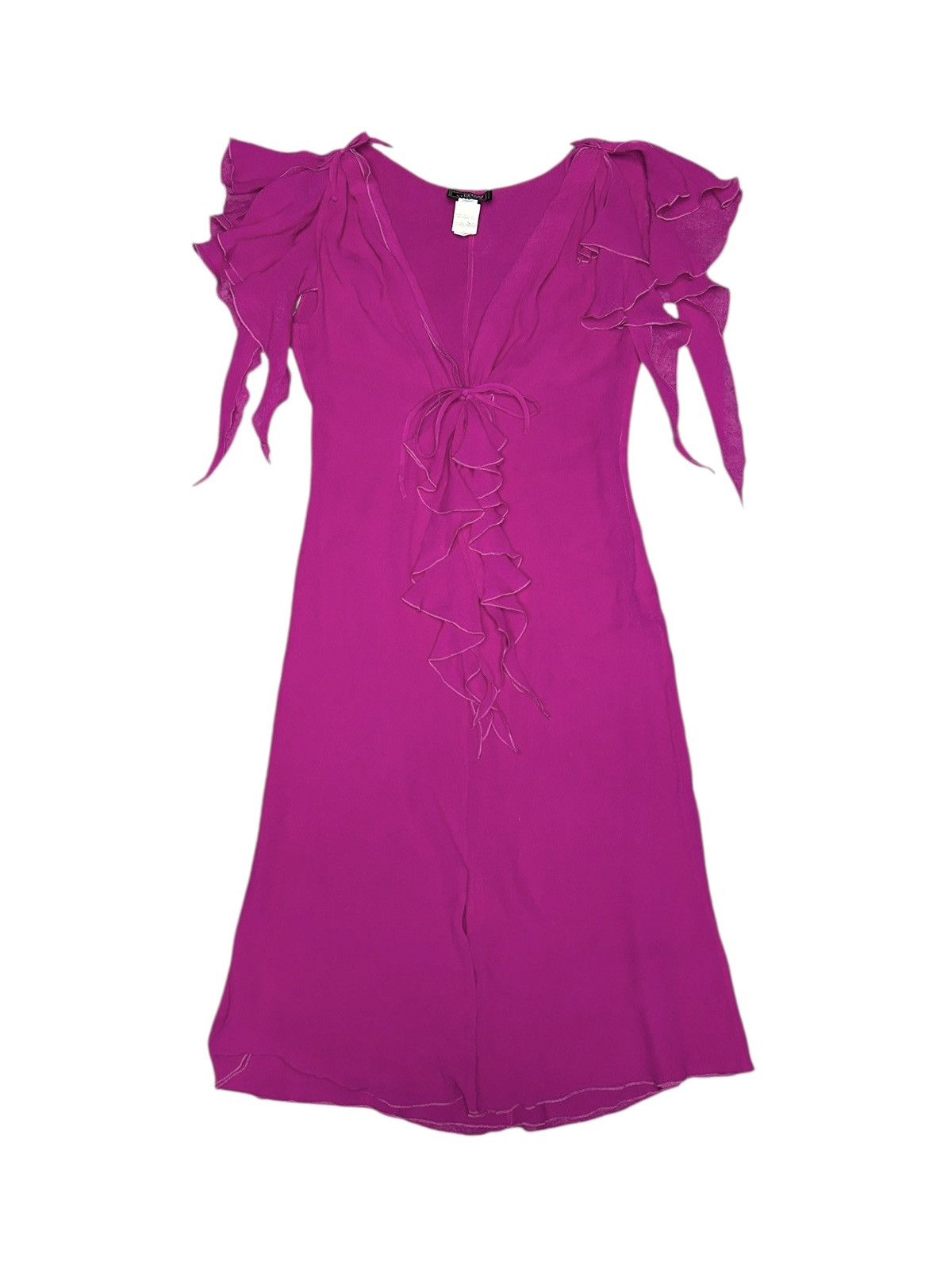 Versace S/S 03 Ruffled Silk Dress Size XS / US 0-2 / IT 36-38 - 1 Thumbnail