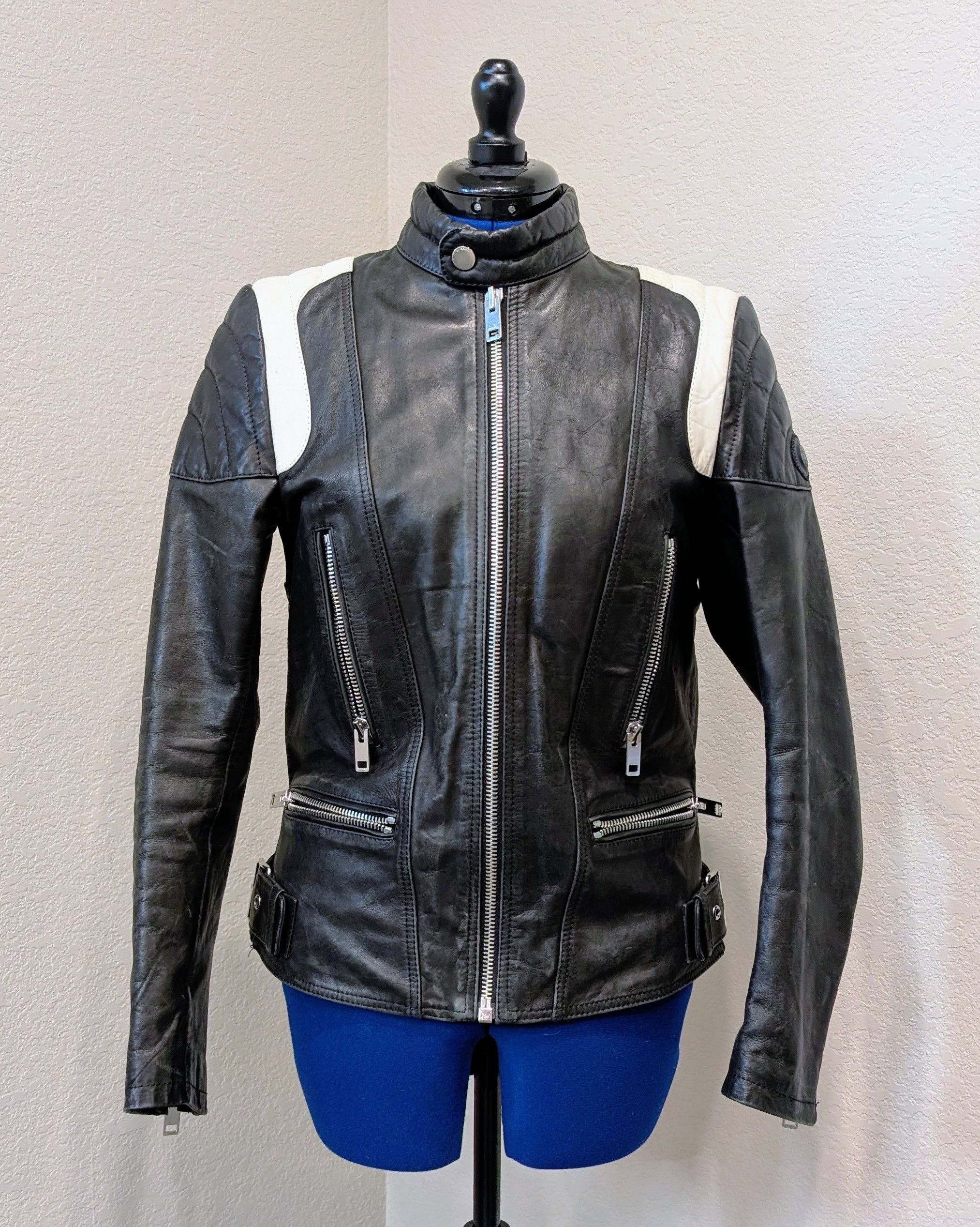 Diesel Diesel Black and White Cowhide Leather Motorcycle Jacket Size US S / EU 44-46 / 1 - 1 Thumbnail