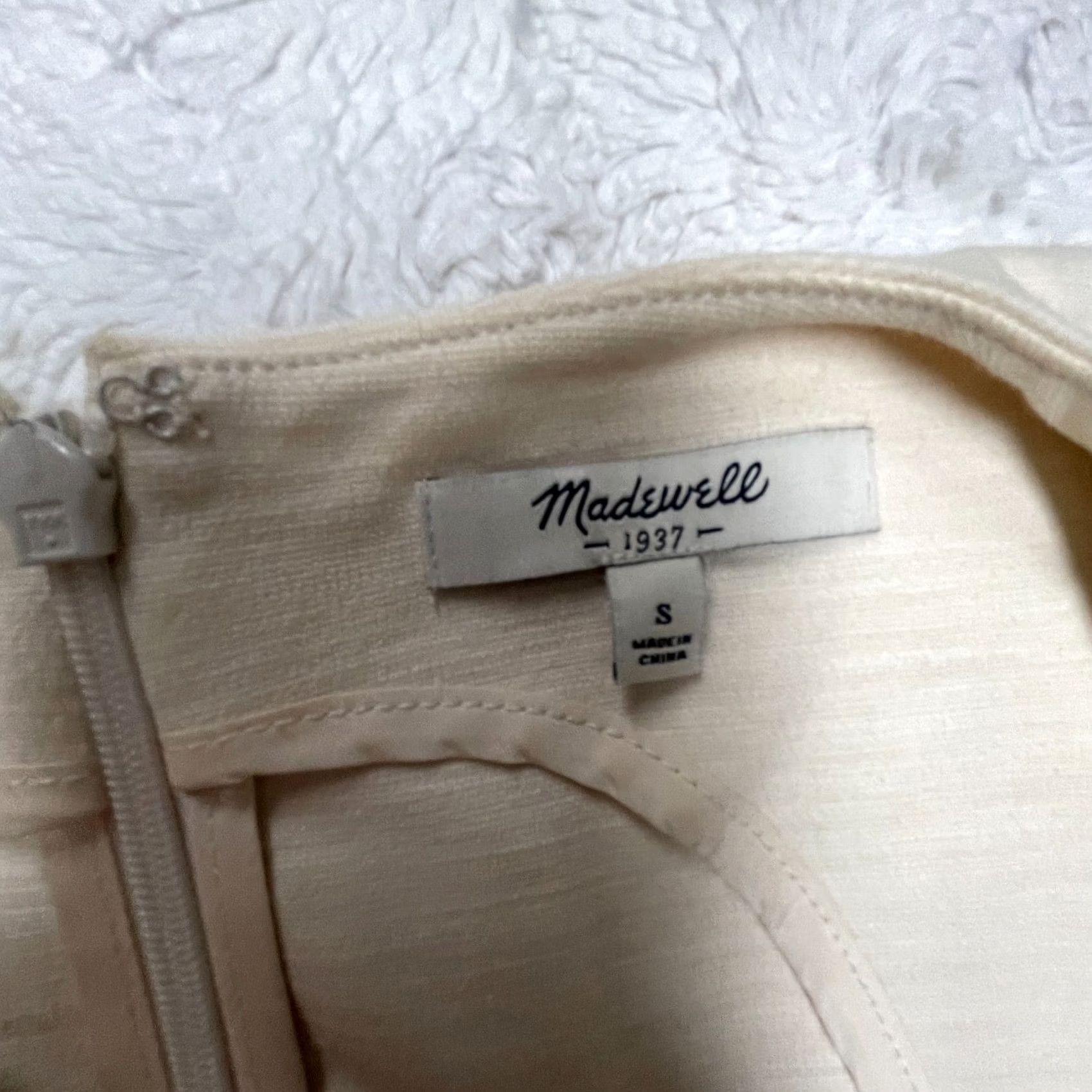 Madewell Madewell Pierside Zip Back Fit & Flare Mini Dress Cream Women’s Size Small 49698 Size S / US 4 / IT 40 - 3 Thumbnail