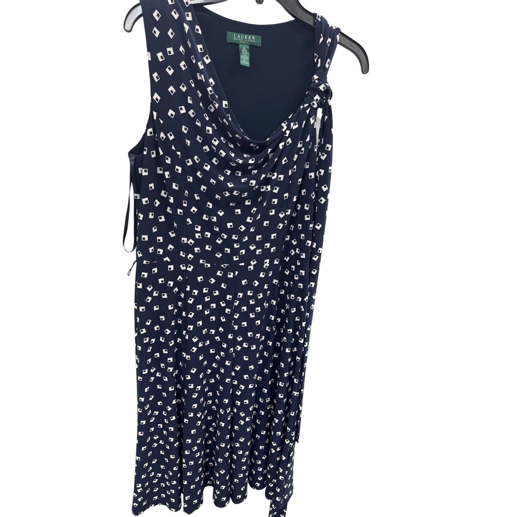 Lauren Ralph Lauren Lauren Ralph Lauren Womens Navy & White Geometric Print Slee Size L / US 10 / IT 46 - 1 Thumbnail