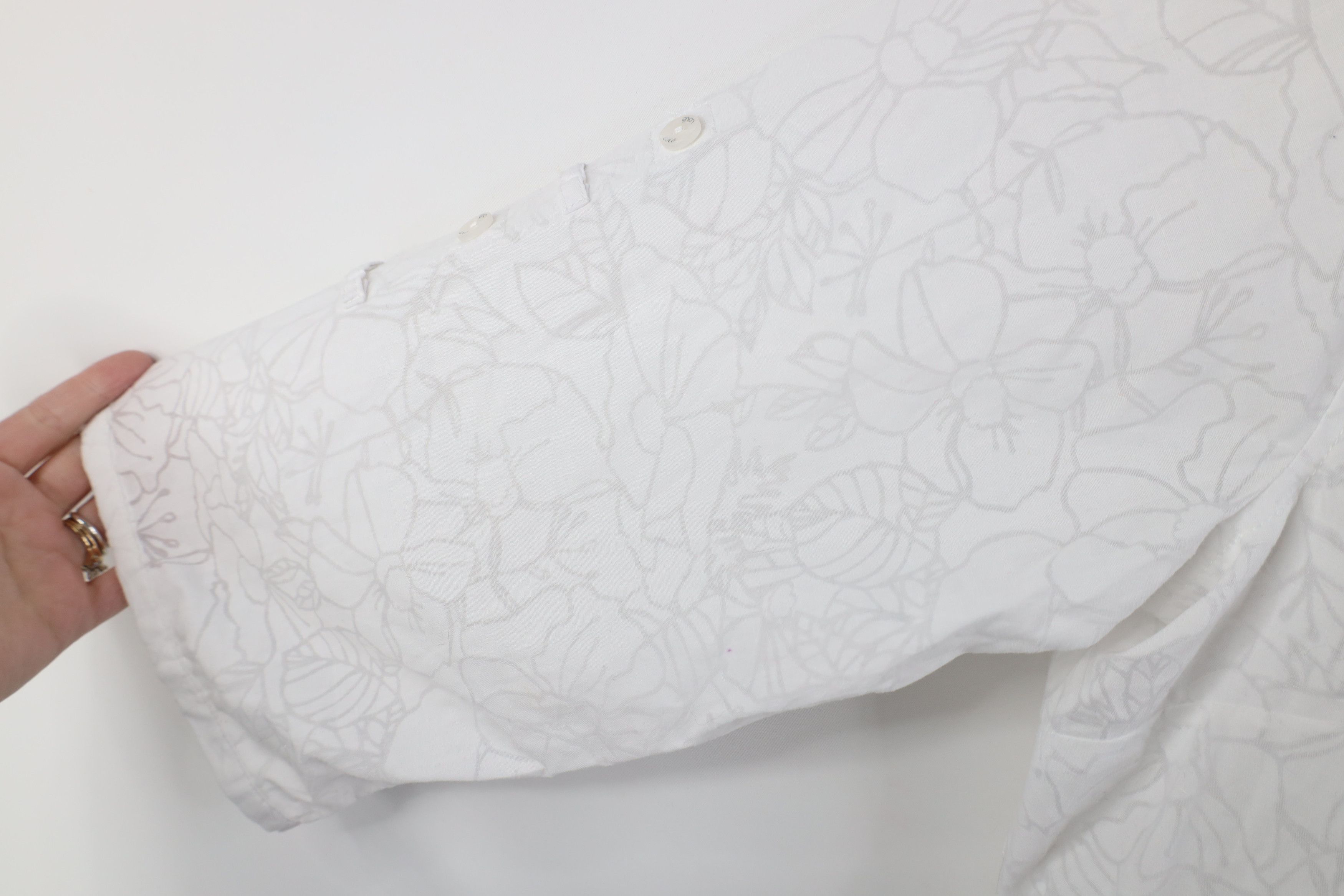 Vintage New Lole Print Flower Ruffled Dreamy Button Shirt White Size XL / US 12-14 / IT 48-50 - 7 Thumbnail