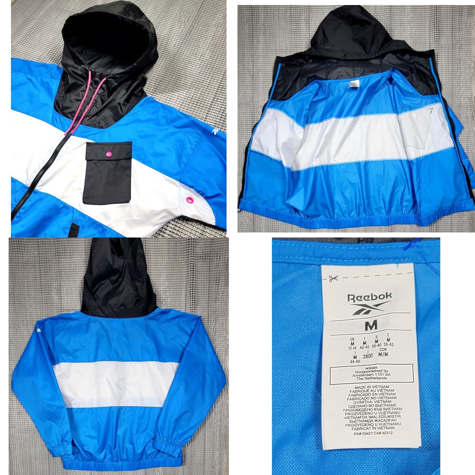 Reebok Reebok Womens Windbreaker Jacket Sz M Blue White Colorblock Jacket Size M / US 6-8 / IT 42-44 - 8 Thumbnail