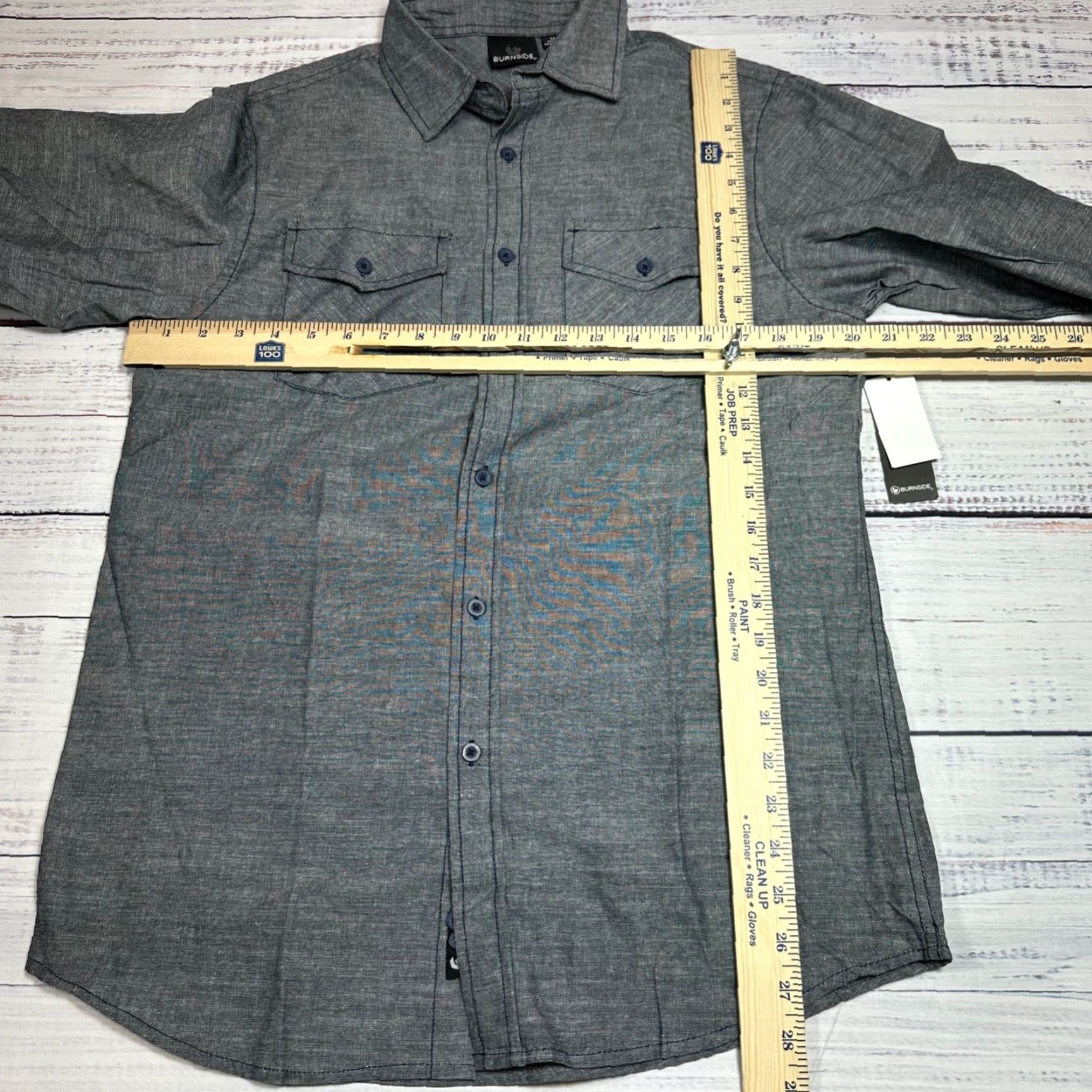Burnside Burnside Mens Long Sleeve Button-Up Shirt Sz M Gray Cotton New Size US M / EU 48-50 / 2 - 2 Thumbnail