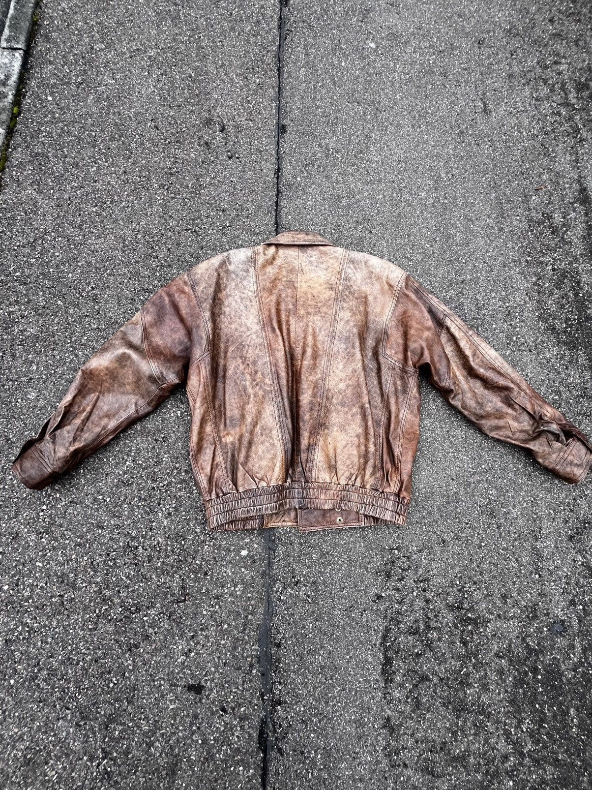 Vintage Vintage 80s Brown Leather Biker Jacket Size L / US 10 / IT 46 - 4 Thumbnail