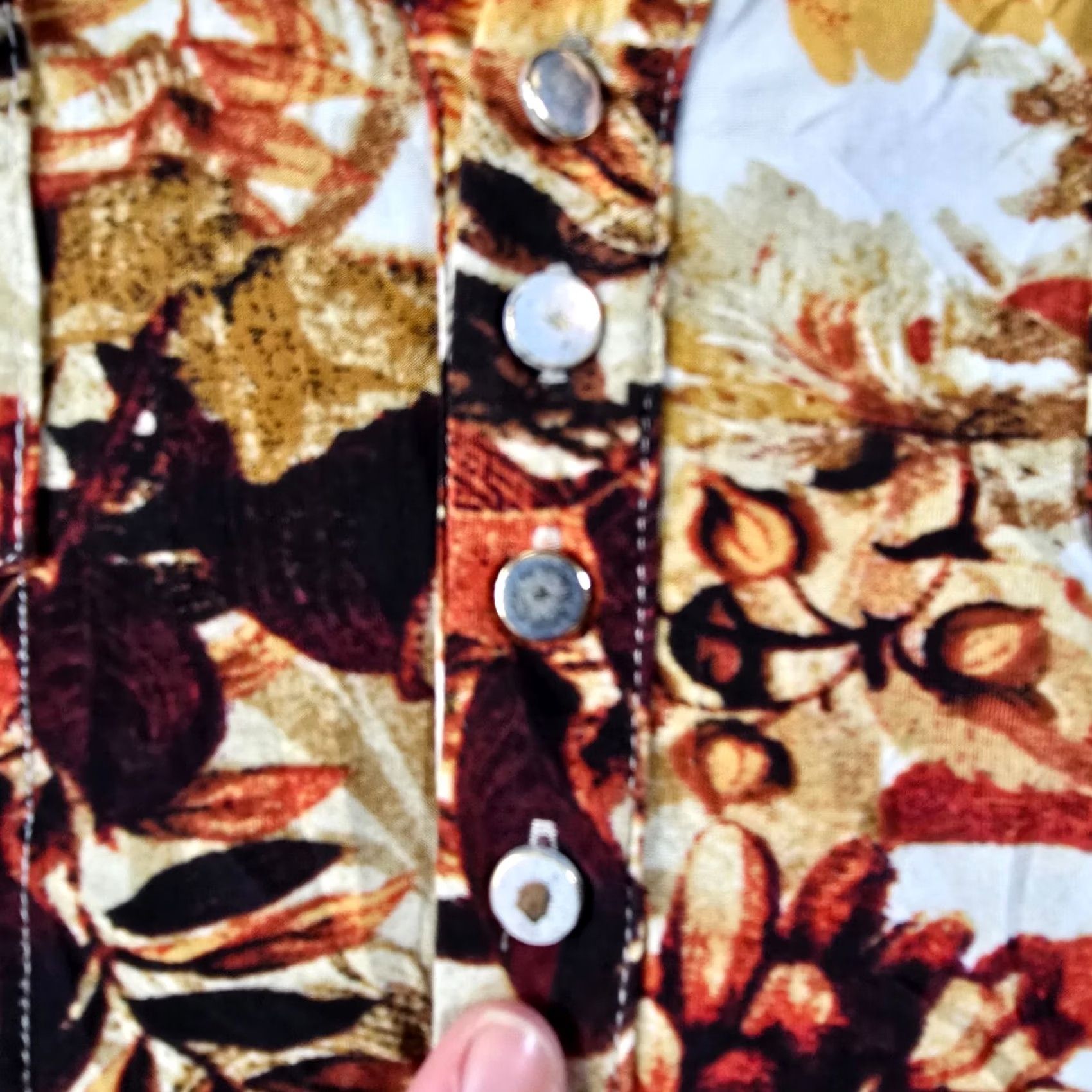 Vintage Cocomo Top Women 1X Brown Floral 3/4 Sleeve V-Neck Stretch No Iron Slinky Casual Career Shirt Size XL / US 12-14 / IT 48-50 - 7 Thumbnail