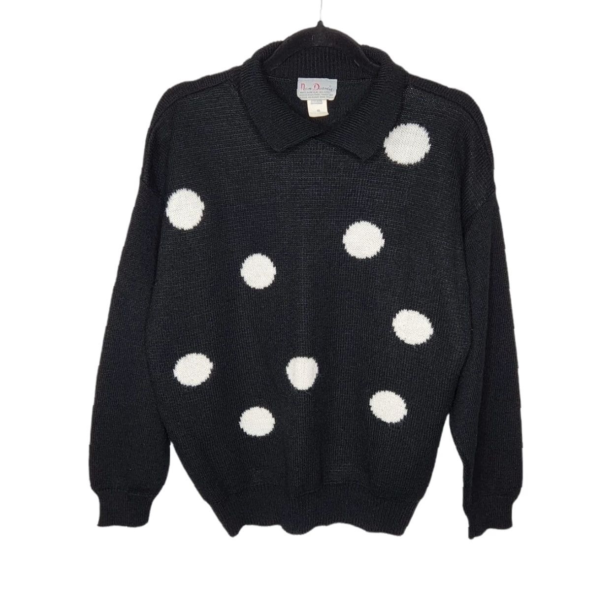 Vintage VINTAGE Nan Dorsey Sweater Polo Shirt Black White Polka Dot Pullover M Unisex Adults 80s VTG Size M / US 6-8 / IT 42-44 - 2 Thumbnail