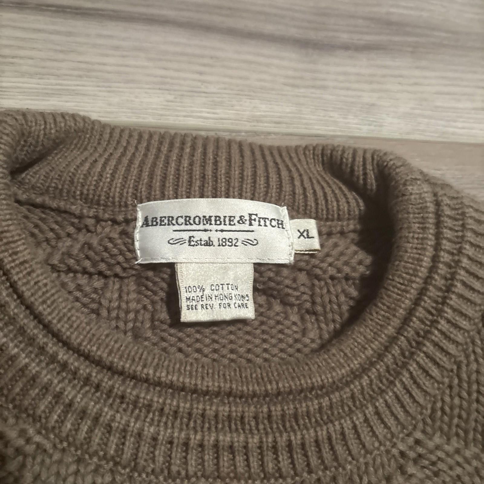 Abercrombie & Fitch Abercrombie & Fitch Brown Chunky Cableknit Sweater Men's XL Size US XL / EU 56 / 4 - 3 Thumbnail
