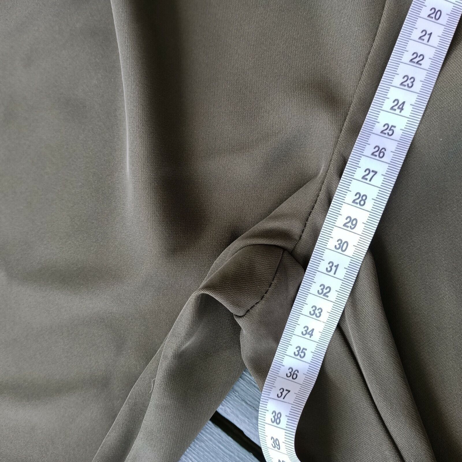 Designer Ava Pants Green Khaki High Waisted Straight Leg Snap Button Size 30" / US 8 / IT 44 - 8 Thumbnail