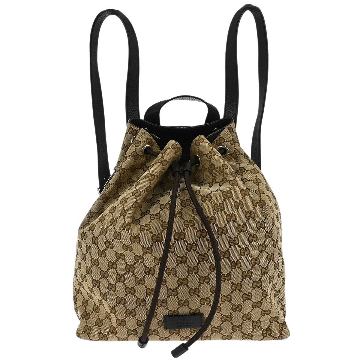 Gucci GG Canvas Drawstring Backpack Brown