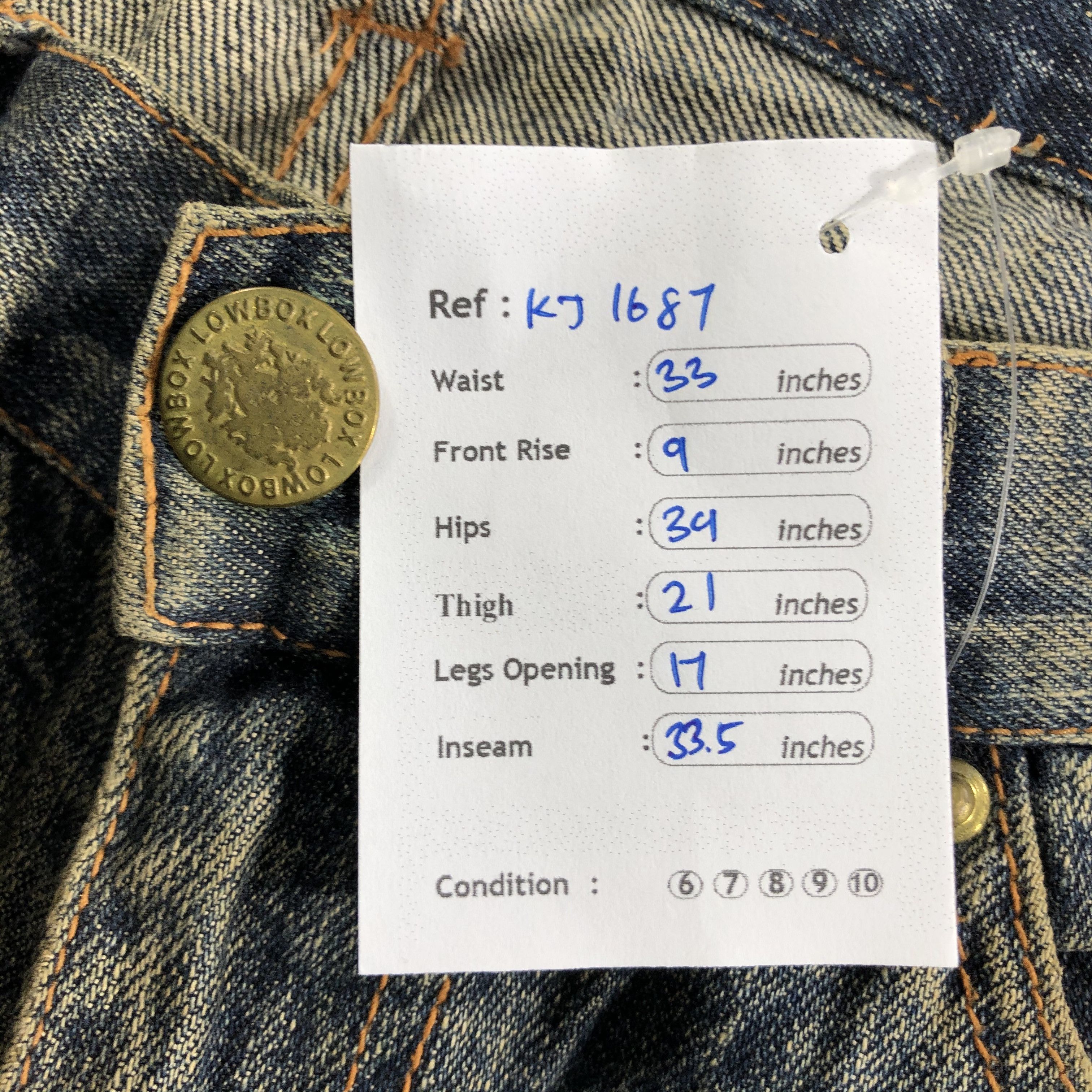 Japanese Brand Vintage Lowbox Jeans Rusty Wash Flare Denim KJ1687 Size US 30 / EU 46 - 12 Thumbnail
