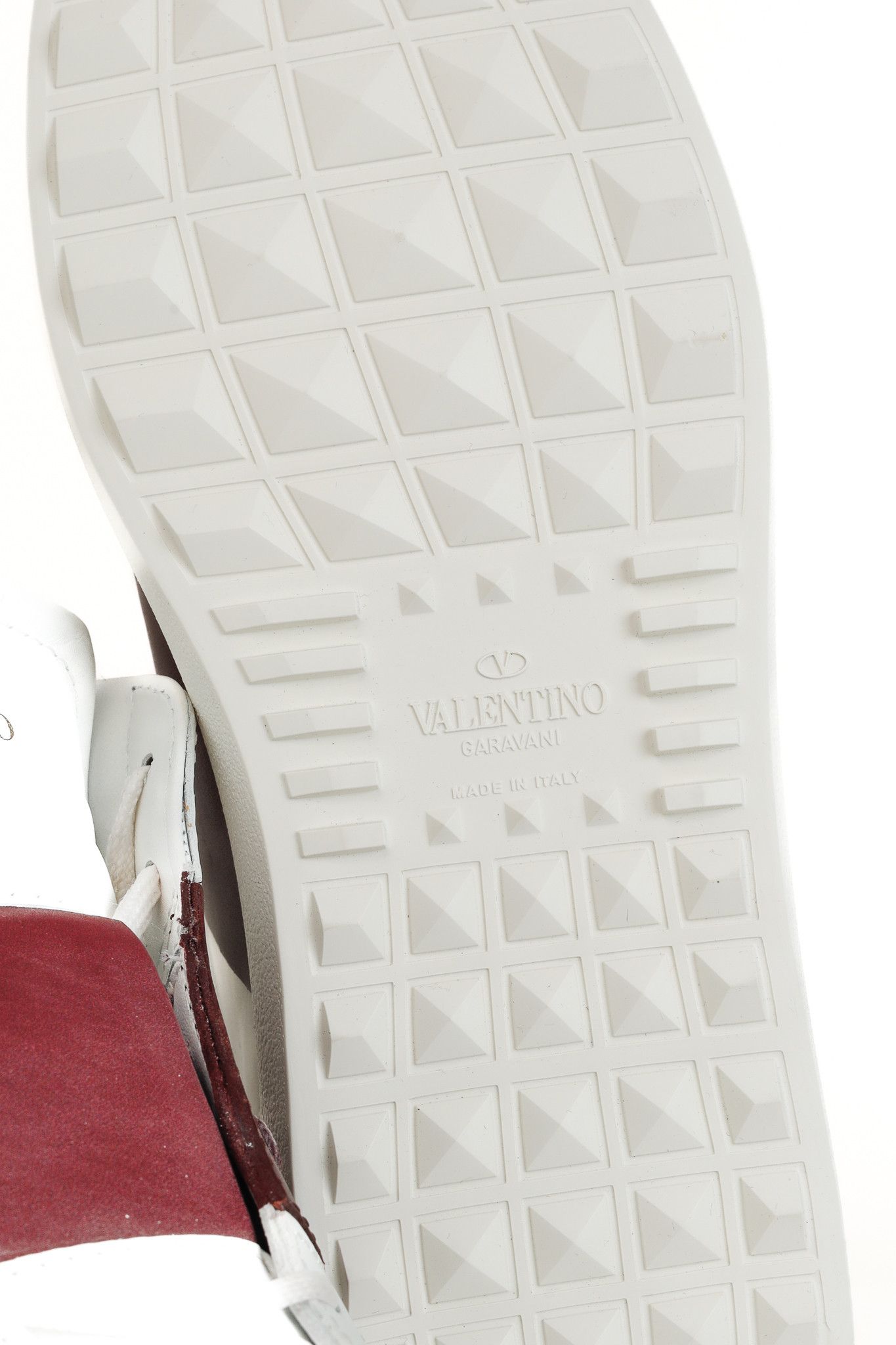 Valentino Valentino Garavani Men's White & Burgundy Leather Sneakers Size US 11 / EU 44 - 5 Thumbnail