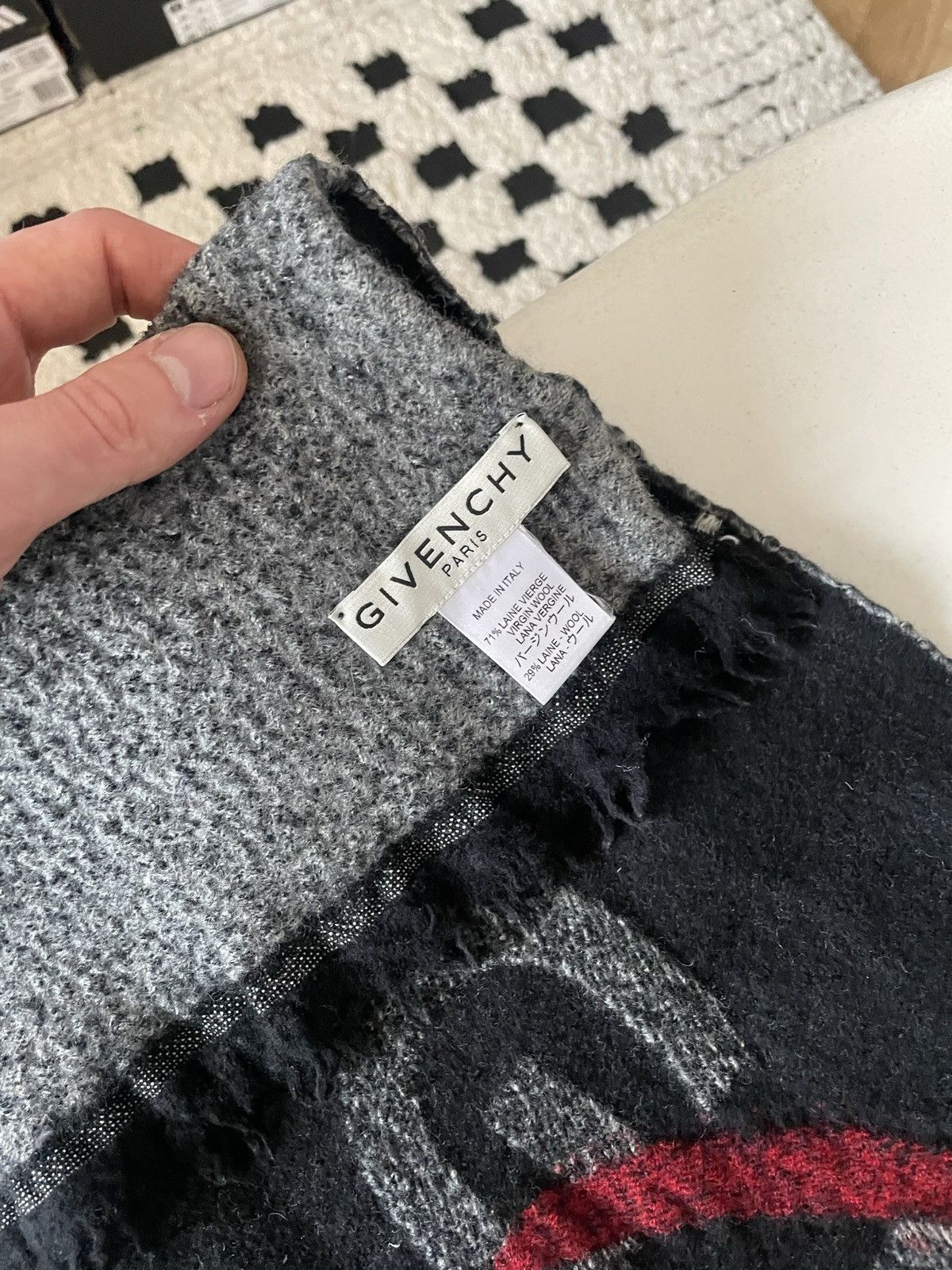 Givenchy Givenchy Big Logo Wool Knit Scarf Designer Luxury Black Rare Size ONE SIZE - 5 Thumbnail