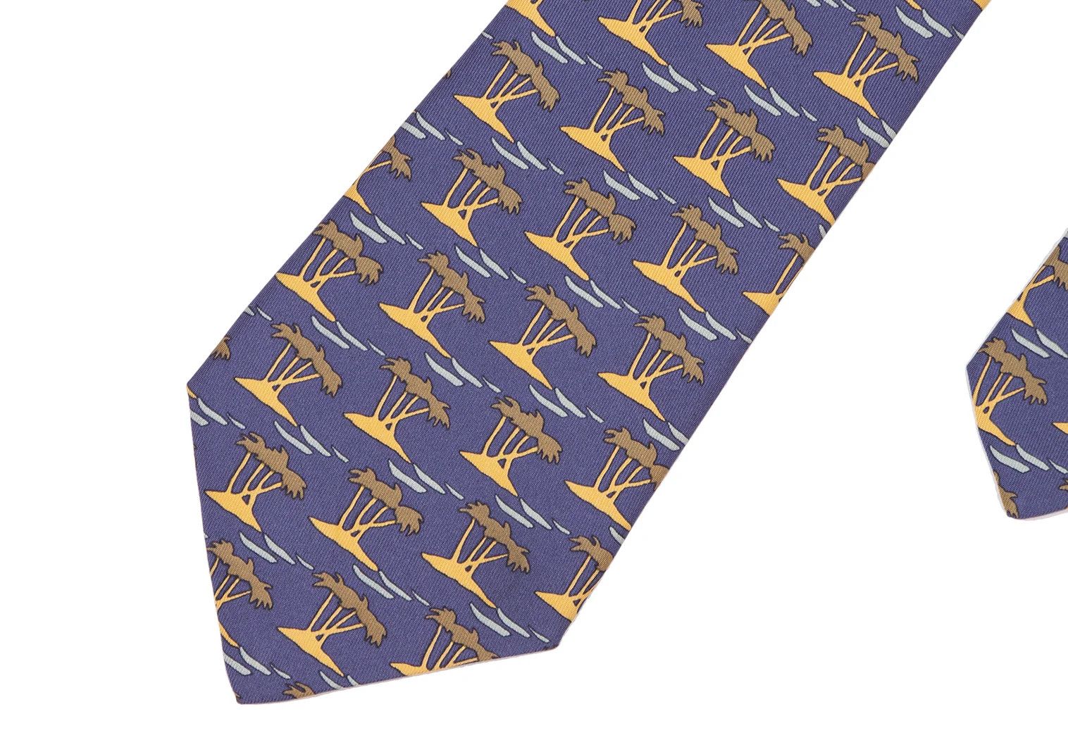 Hermes Silk Tie with Palm Pattern in Purple Size ONE SIZE - 3 Thumbnail