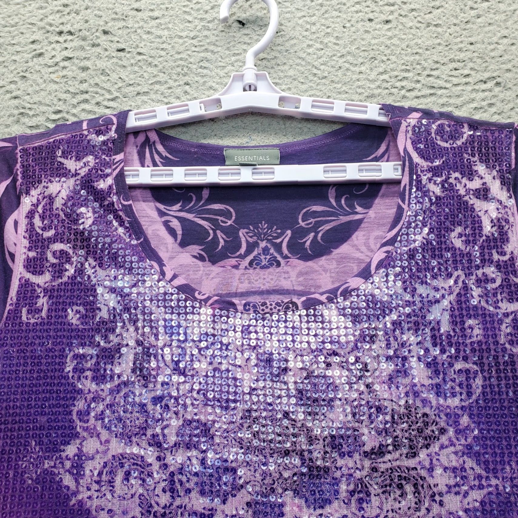 Essentials Essentials Blouse Womens 2X Multi Pattern Sparkly Sequined Crewneck Pullover Size XXL / US 16-18 / IT 52-54 - 6 Thumbnail