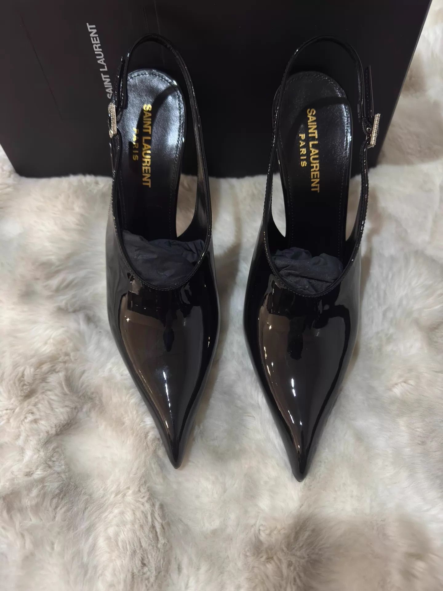 Yves Saint Laurent YSL Patent Crystal Pointed Pumps 38 New Size US 7.5 / IT 37.5 - 6 Thumbnail