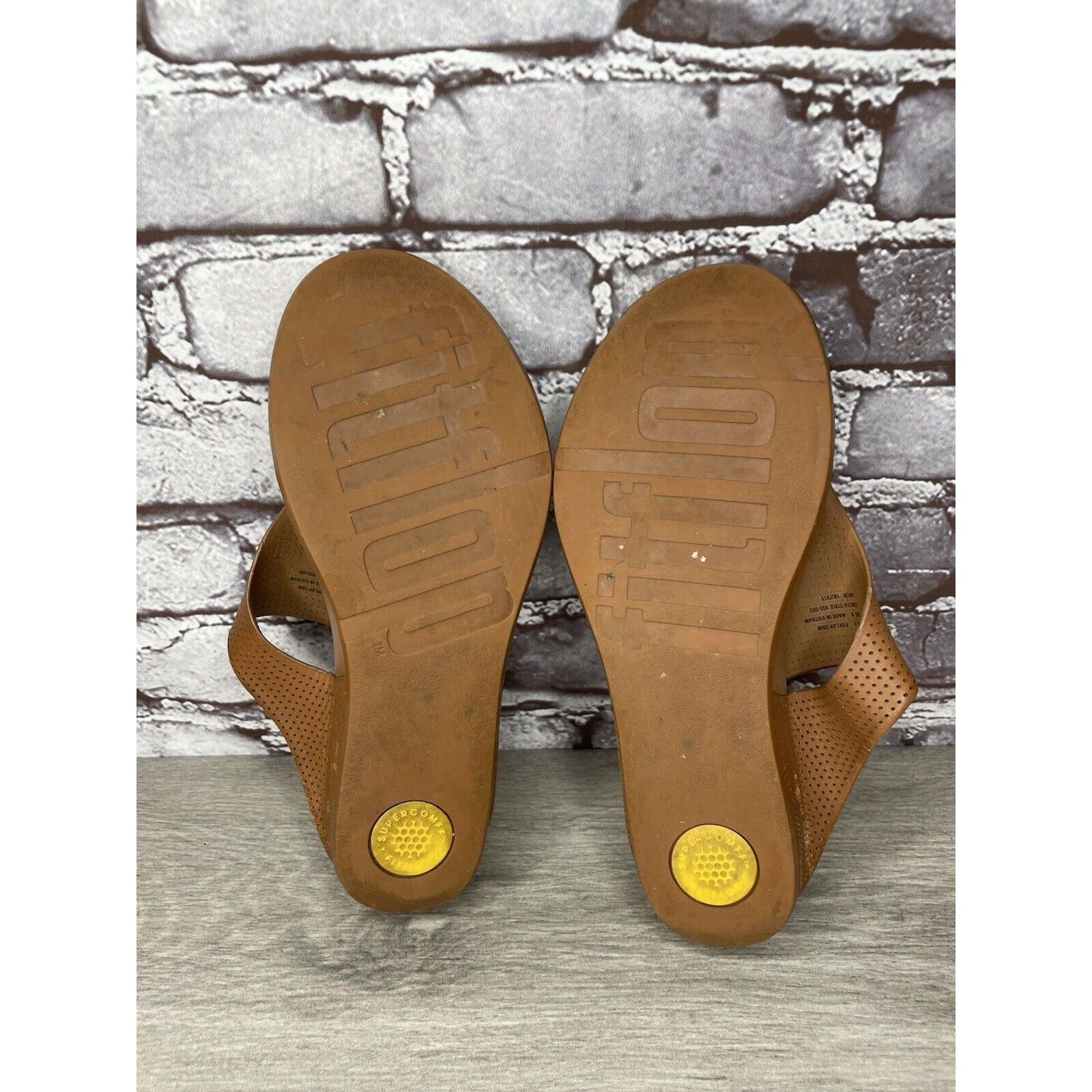 Other FITFLOP V35-592 Brown Leather Flip Flops Wedge Sandals Wome Size US 8 / IT 38 - 15 Thumbnail