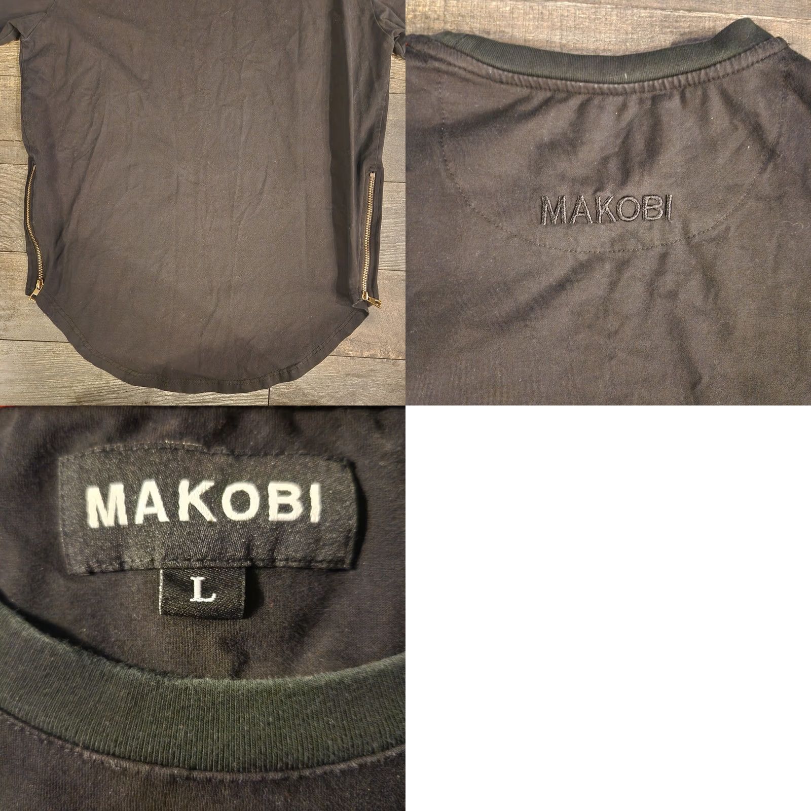 B Sides Makobi T Shirt Tee Mens Large Rhinestones Studs Gold Players Society Zip Sides Black Mens L Studded T-Shirt Size US L / EU 52-54 / 3 - 8 Thumbnail