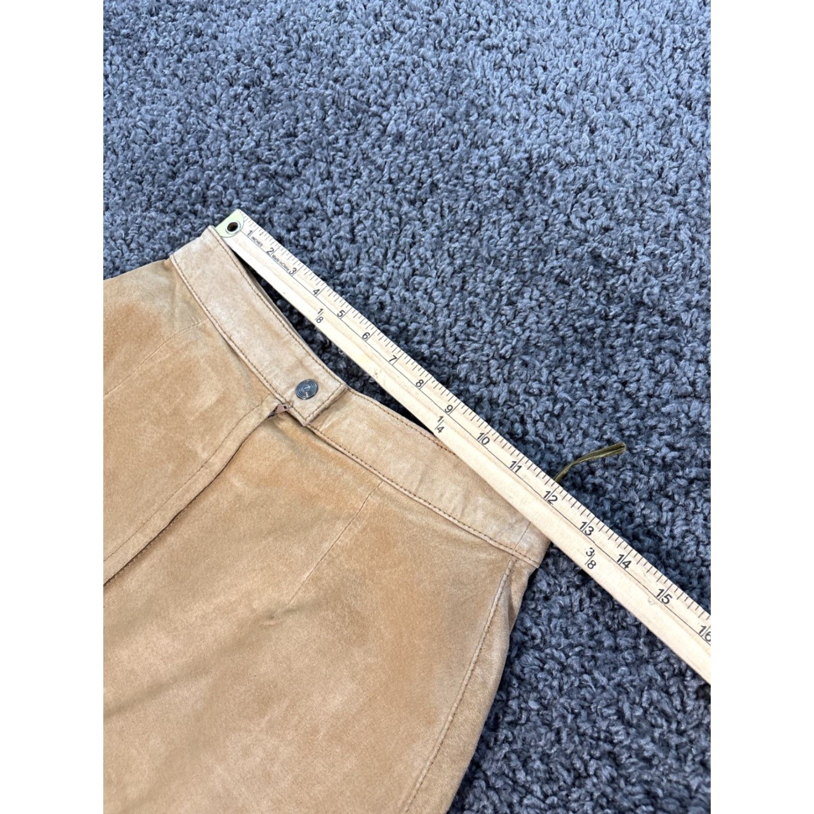Vintage VINTAGE Micki Leather Skirt Womens Size 8 Midi Suede 80s Royal Beige Blue Pencil Straight Skirt Womens Mens? Size 30" / US 8 / IT 44 - 3 Thumbnail