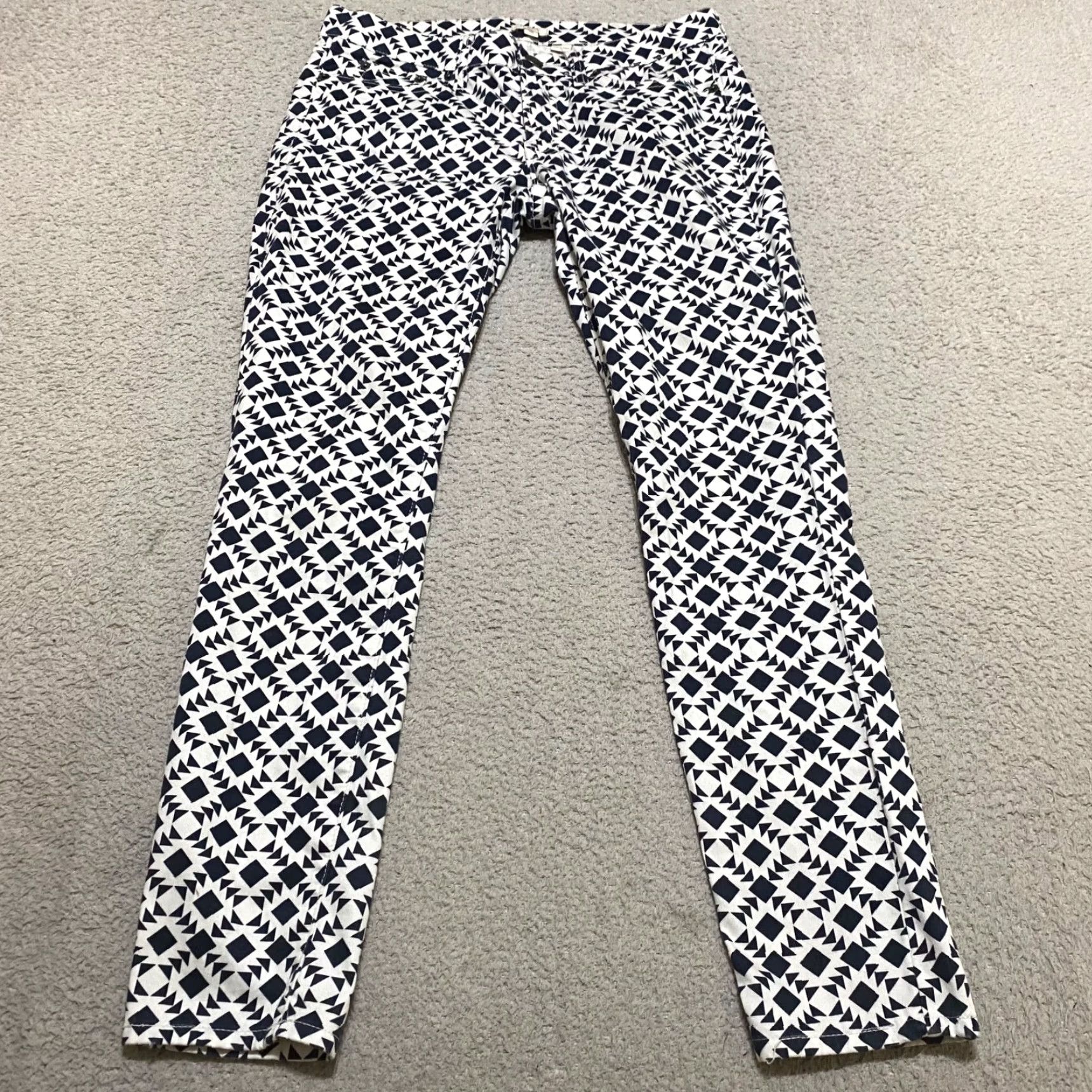 J.Crew J. Crew Womens 28 Jeans Black Geometric Skinny Low Rise Size 28" / US 6 / IT 42 - 2 Thumbnail