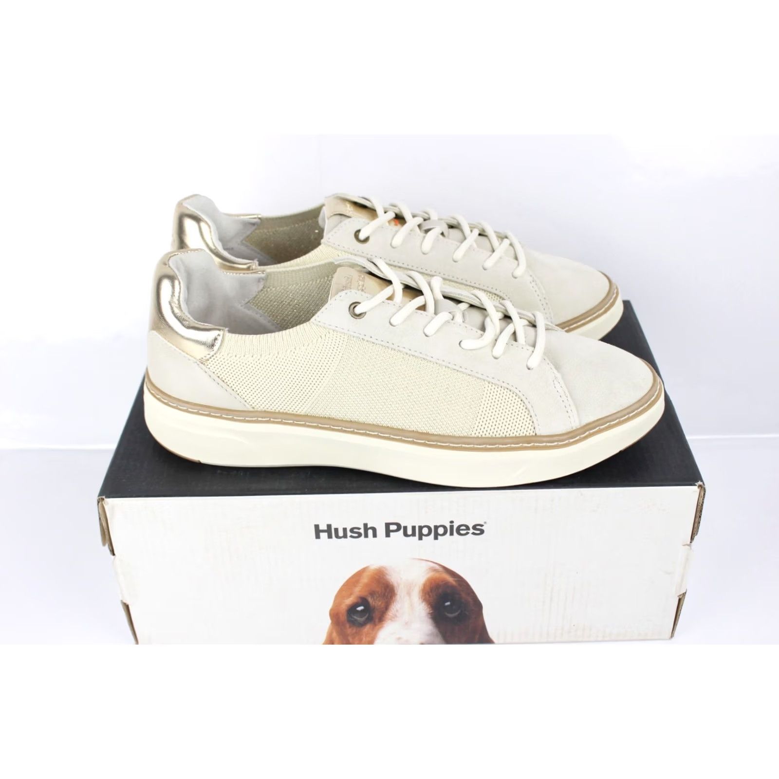 Hush Puppies Hush Puppies Cane Sneakers Women's 9M White Suede Casual Low Top - Ceiling White Cow Suede Size US 9 / IT 39 - 2 Thumbnail
