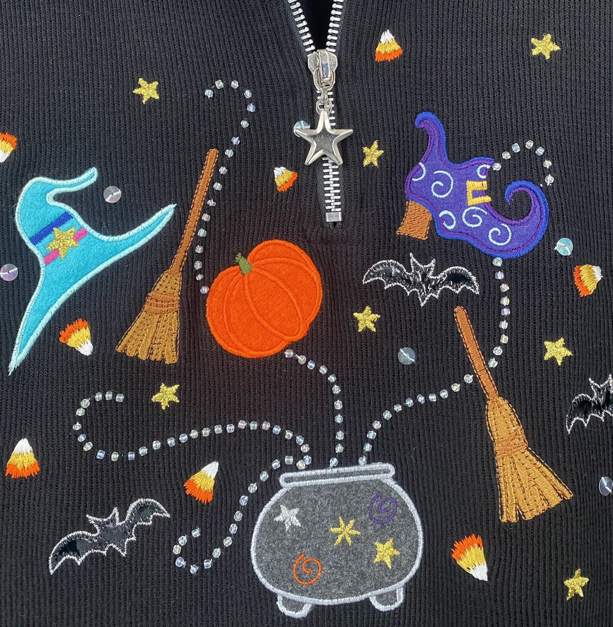Other Vintage Y2K Halloween Witch Pumpkin Candy 1/2 Zip Shirt Size L / US 10 / IT 46 - 3 Thumbnail