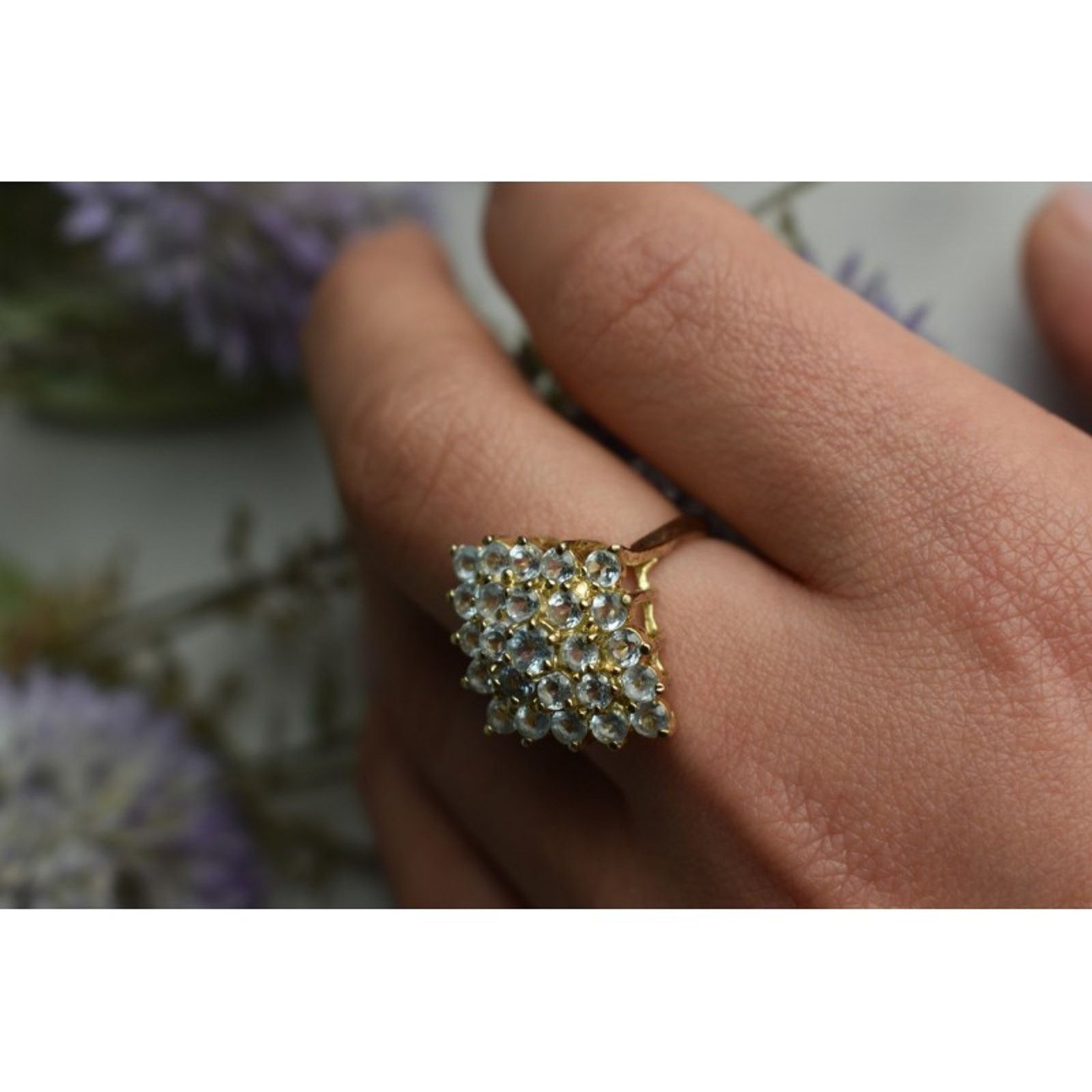 Jewelry 925 STERLING SILVER GOLD PLATED BLUE SPINEL RING SIZE 8 Size ONE SIZE - 2 Thumbnail