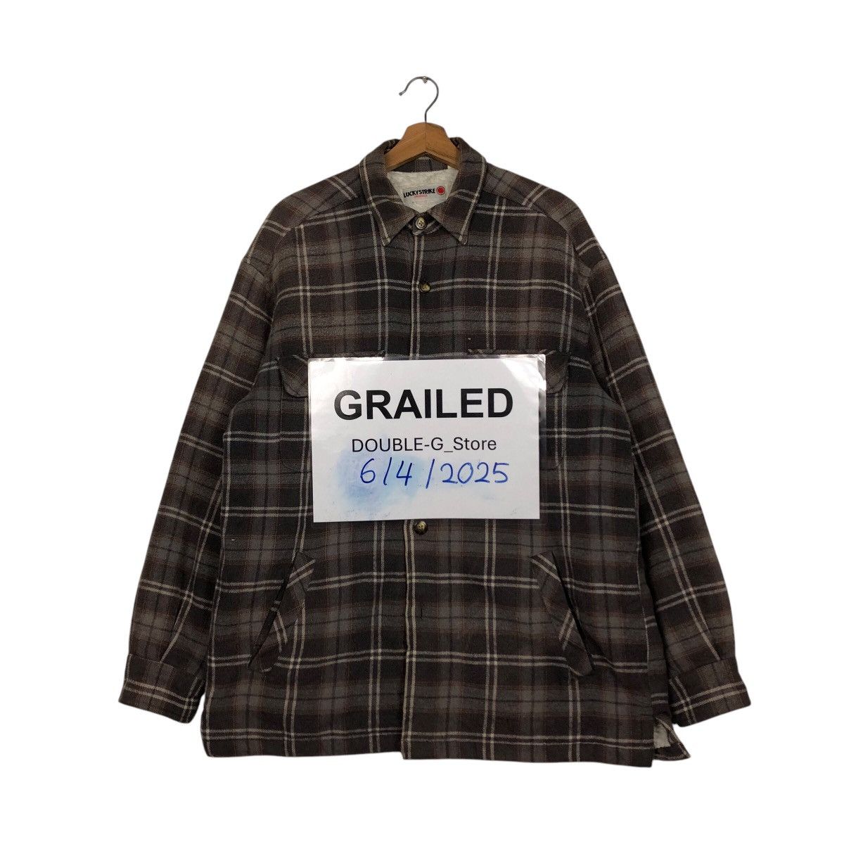 📌Vintage Flannel Chore Shirt Jacket Lucky Strike Tartan