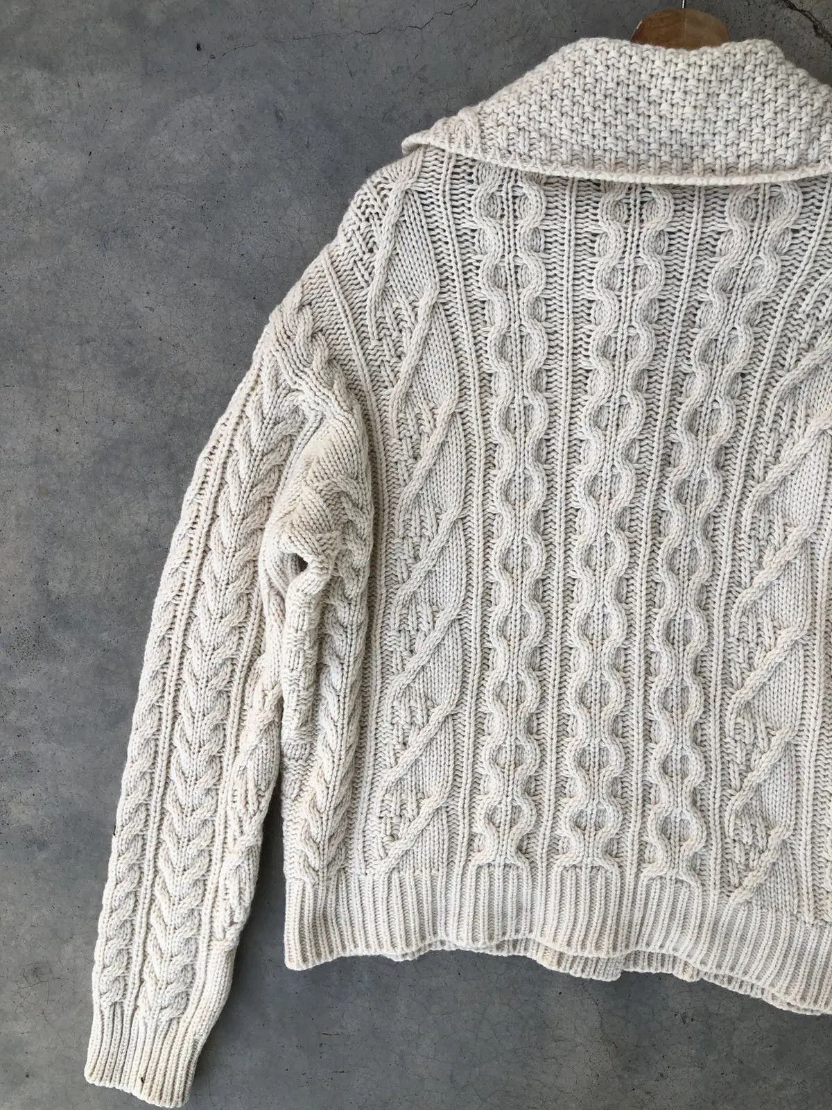 Aran Isles Knitwear × Designer LIBRE Cardigan CableKnit Sweater Pure Pullover Size US L / EU 52-54 / 3 - 8 Thumbnail