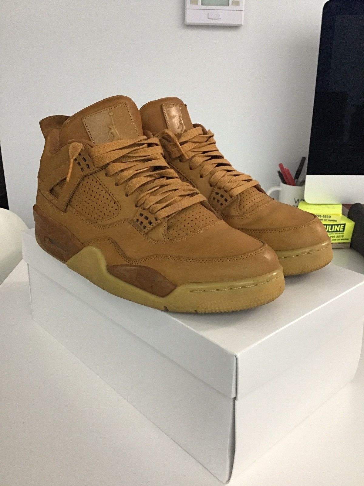 image of Jordan Nike Jordan 4 Retro Ginger Wheat Shoes in Brown, Men's (Size 12)