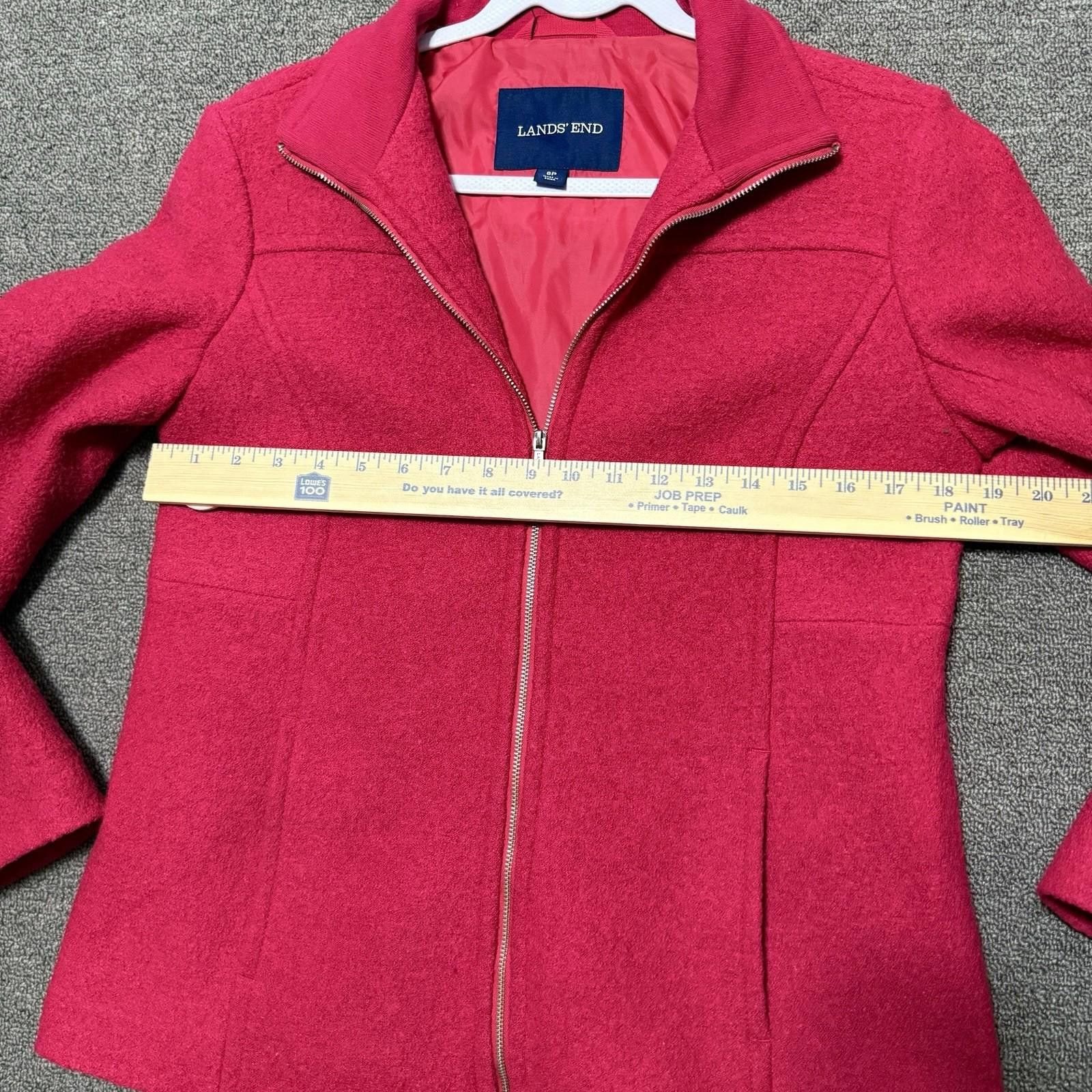 Lands' End Lands End Womens 6 Berry Pink Boiled Wool Blend Jacket Size M / US 6-8 / IT 42-44 - 5 Thumbnail