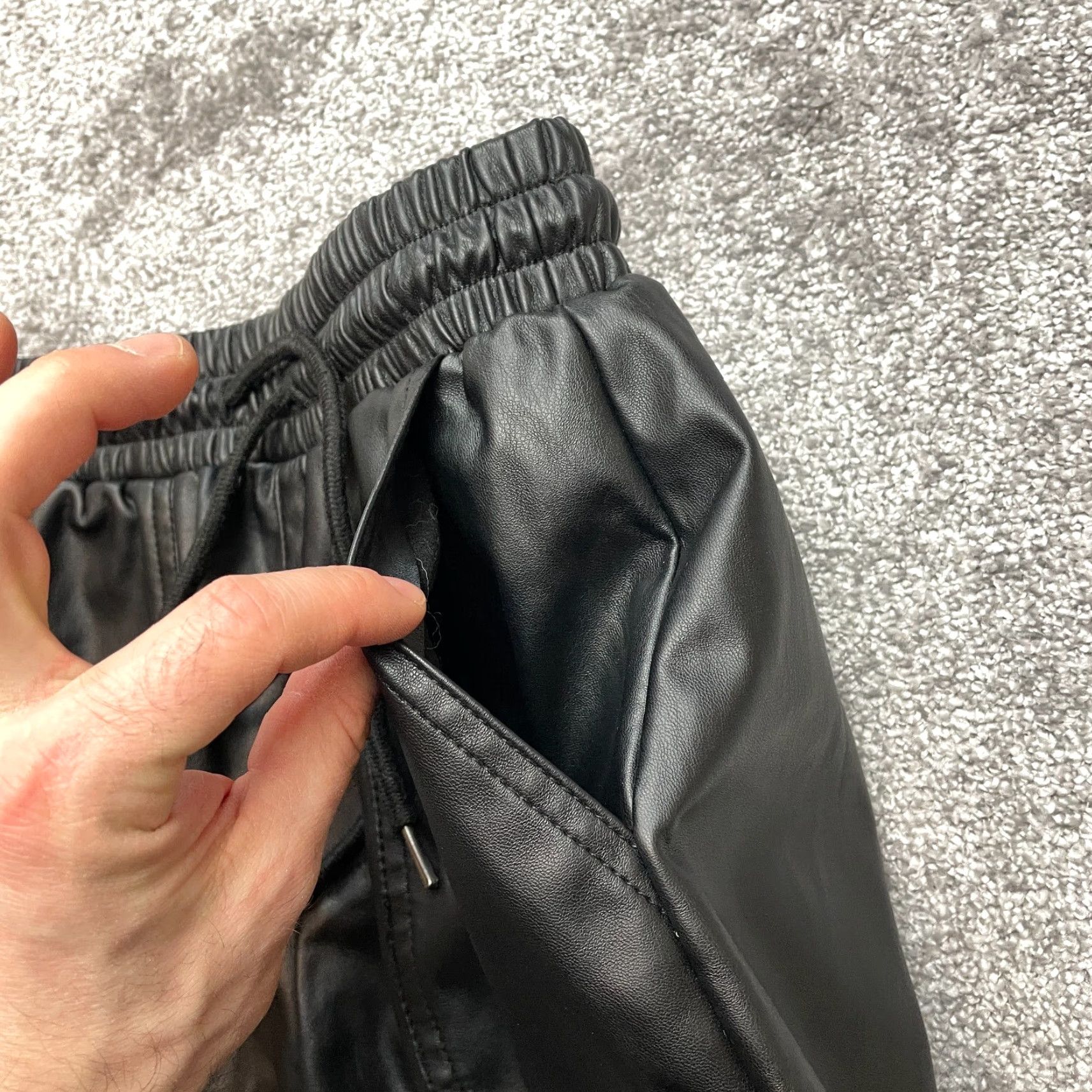 BCBGeneration BCBGGeneration Jogger Pants Womens XS Black Faux Leather Stretch Taper 24x26 Size 42" / US 20 - 7 Thumbnail