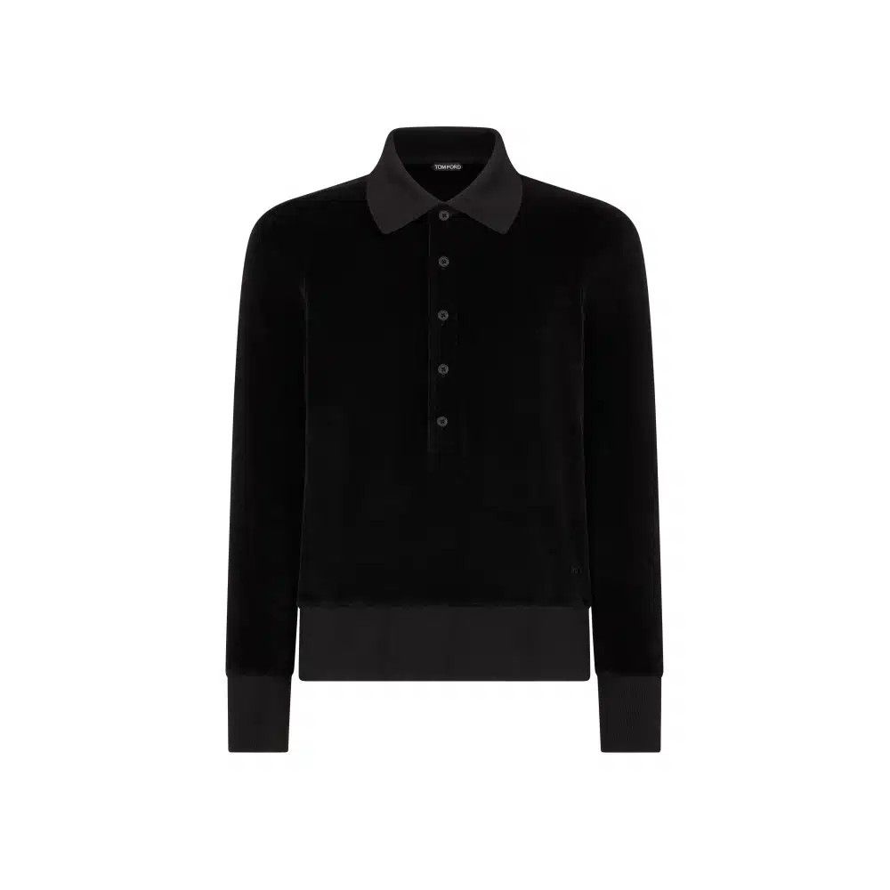 Tom Ford o1loc1c0326 JPL014 Towelling Polo Shirt in Black Size US M / EU 48-50 / 2 - 1 Thumbnail