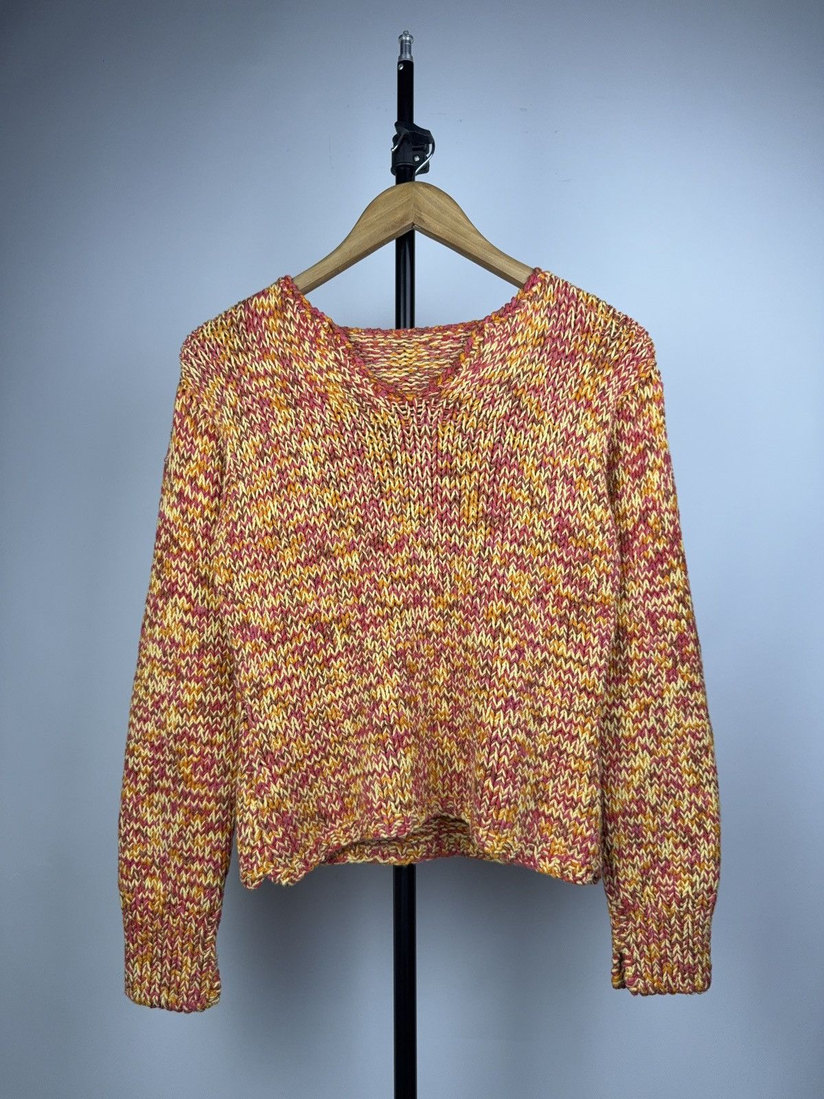 Japanese Brand Retro 00s Handmade Chunky Knit Sweater Boho Multicolor Y2K Size M / US 6-8 / IT 42-44 - 1 Thumbnail