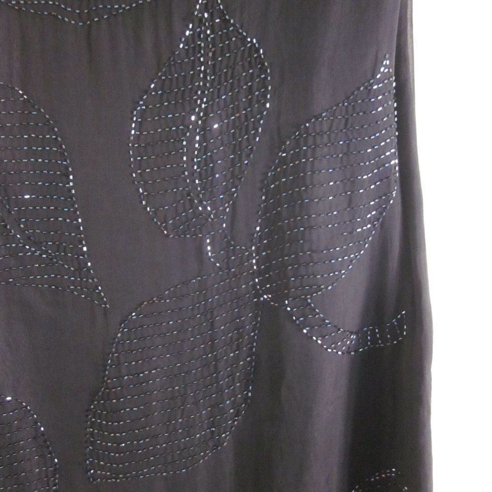 PRINCESS POLLY Bizz Princess Black Silk Dress Size S Beaded Leaf Pattern em Size S / US 4 / IT 40 - 13 Thumbnail